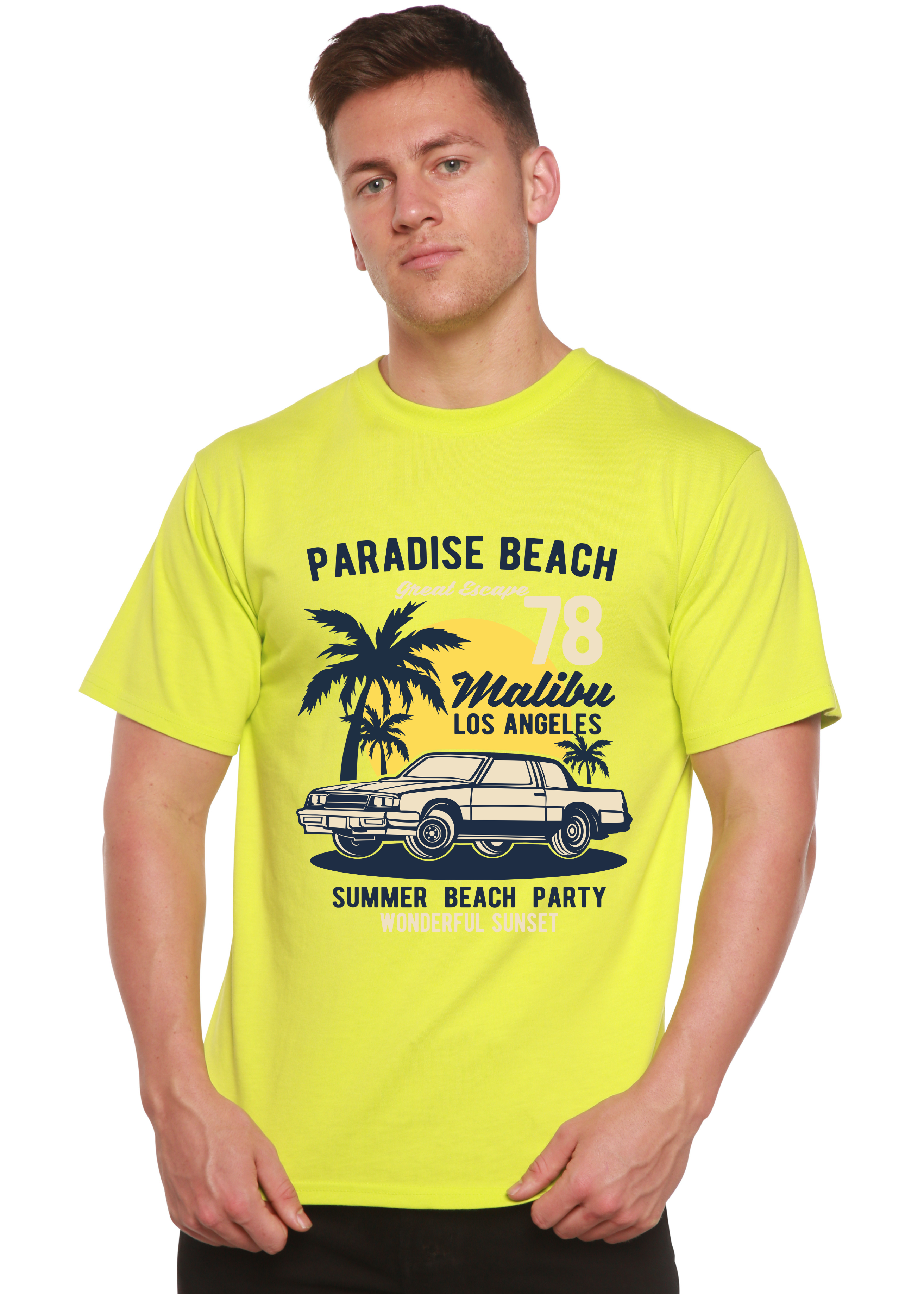 Camiseta Gráfica de Manga Corta Paradise Beach Spun Bamboo® de Viscosa de Bambú/Algodón Orgánico para Hombre