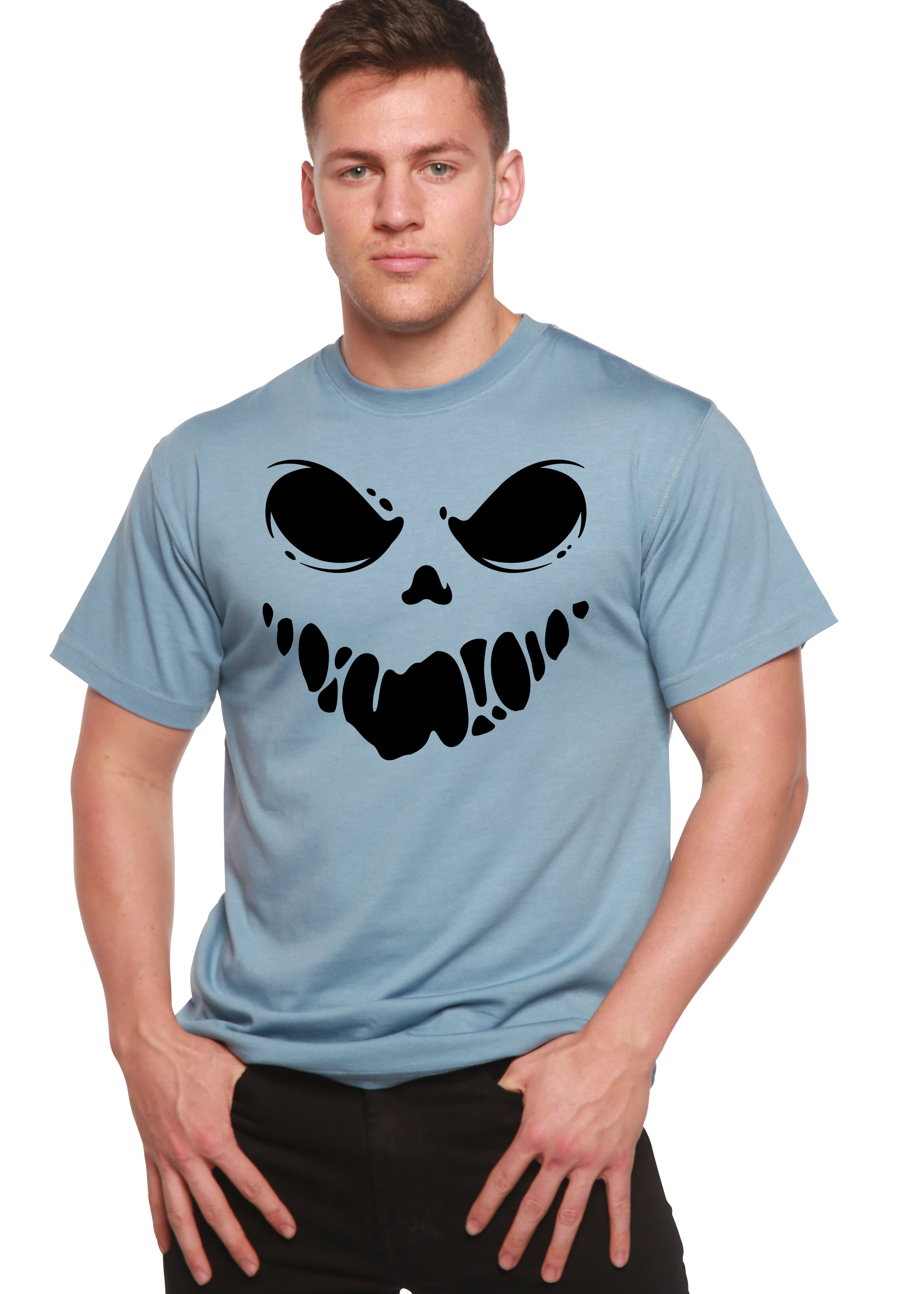 Camiseta gráfica de manga corta de bambú-viscosa/algodón orgánico para hombre "Halloween Boo"