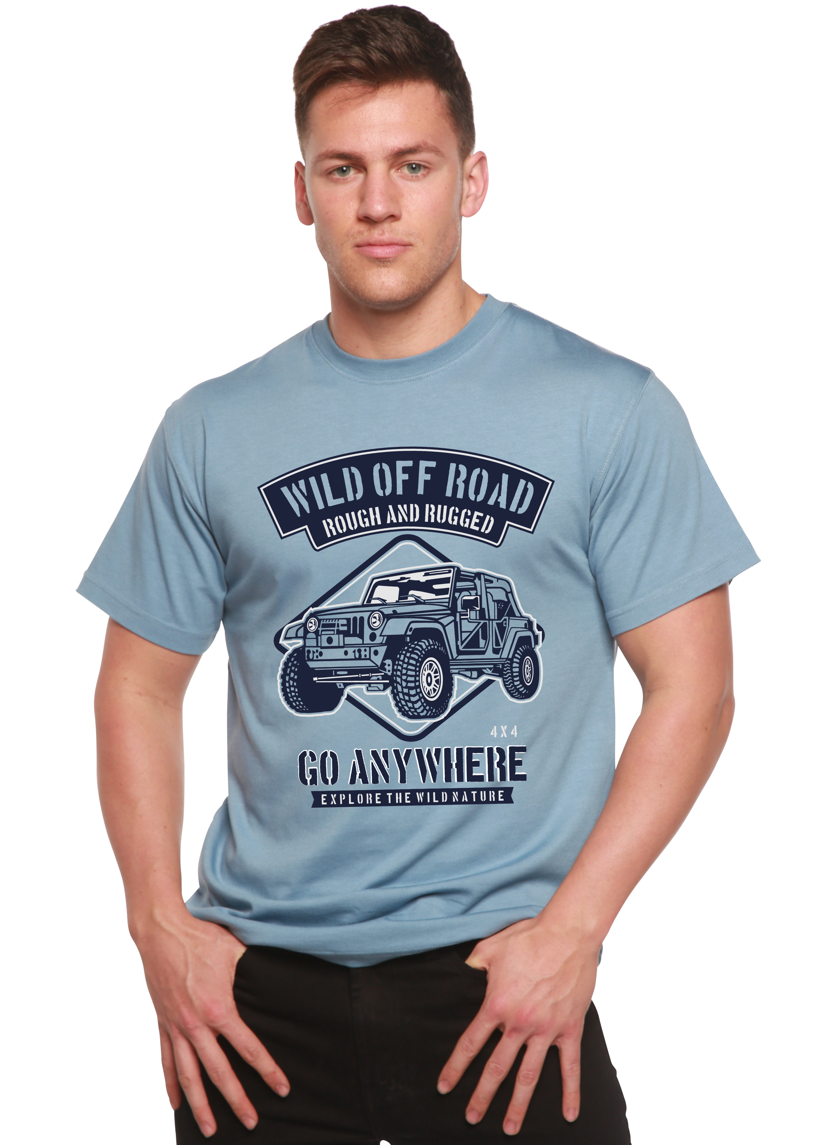 Camiseta gráfica de manga corta de viscosa de bambú y algodón orgánico para hombre Wild Off Road Spun Bamboo®