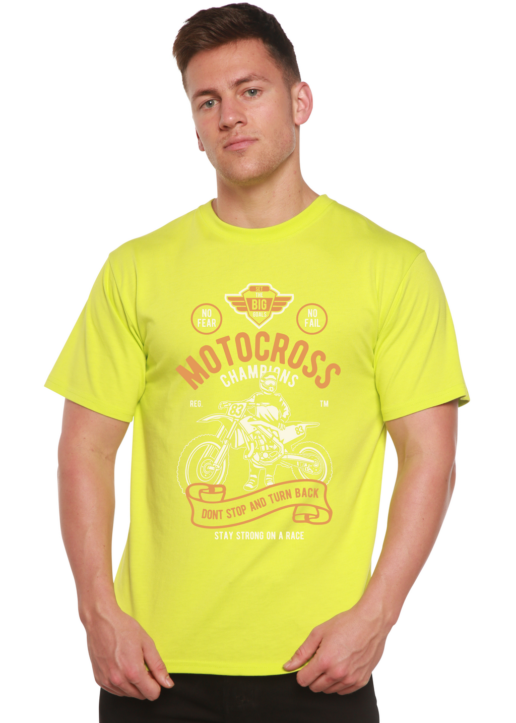 Camiseta gráfica de manga corta de bambú/algodón orgánico para hombre Motocross Champions