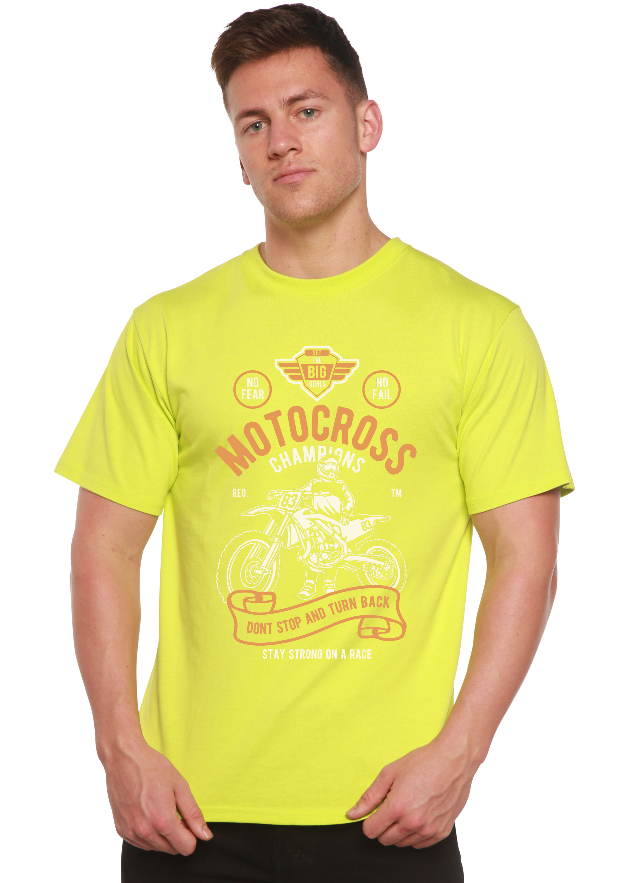 Camiseta gráfica de manga corta de bambú/algodón orgánico para hombre Motocross Champions