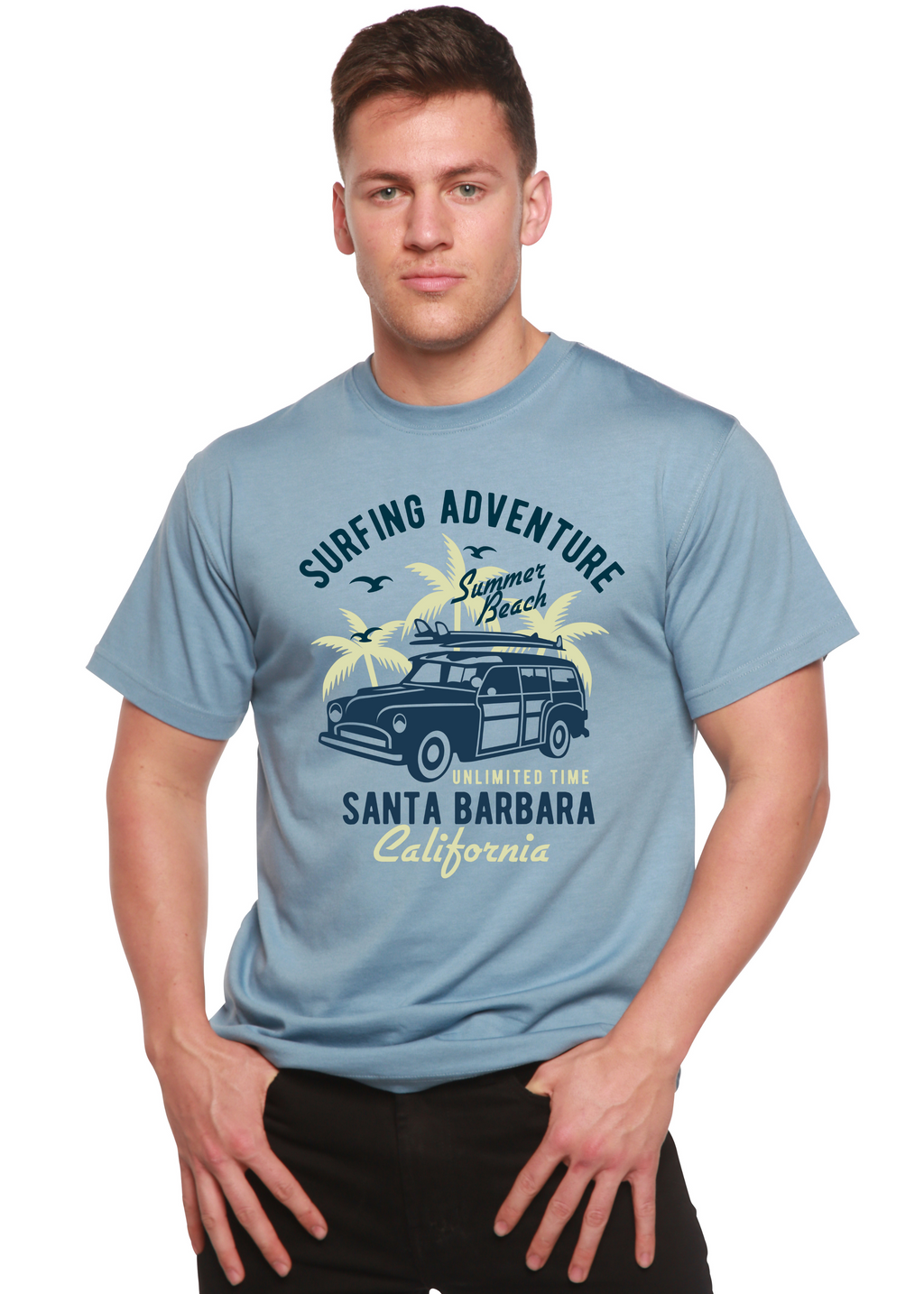 Aventura de surf Spun Bamboo® Camiseta gráfica de manga corta de viscosa de bambú/algodón orgánico para hombre