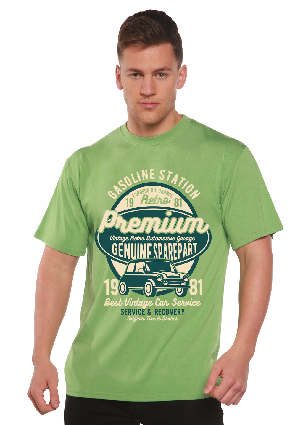 Camiseta gráfica de manga corta de viscosa de bambú/algodón orgánico para hombre Premium Garage Spun Bamboo®