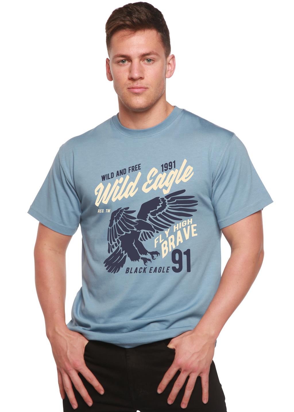 Camiseta de manga corta con gráficos para hombre Wild Eagle Spun Bamboo® de viscosa de bambú/algodón orgánico