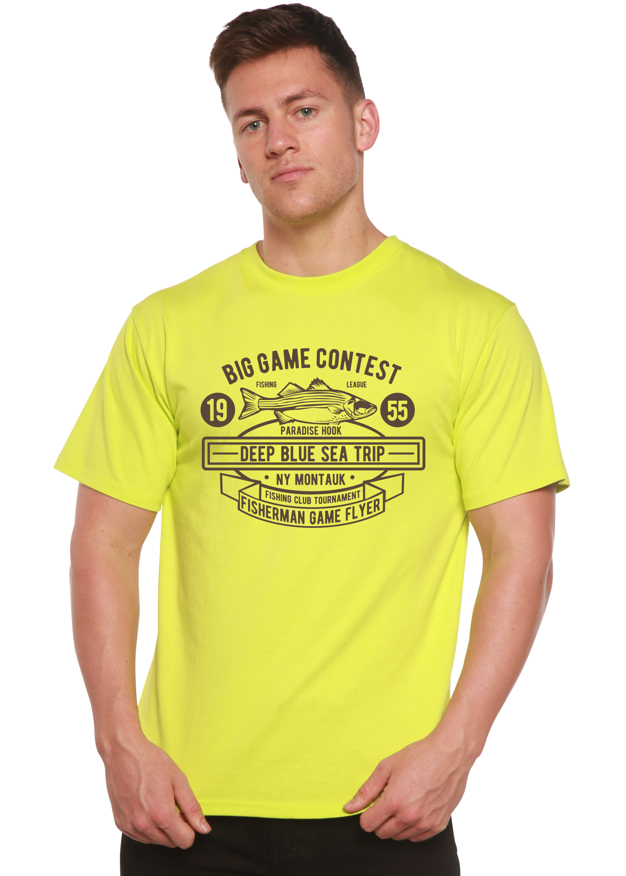 Camiseta gráfica de manga corta de bambú/viscosa y algodón orgánico para hombre del concurso Big Game