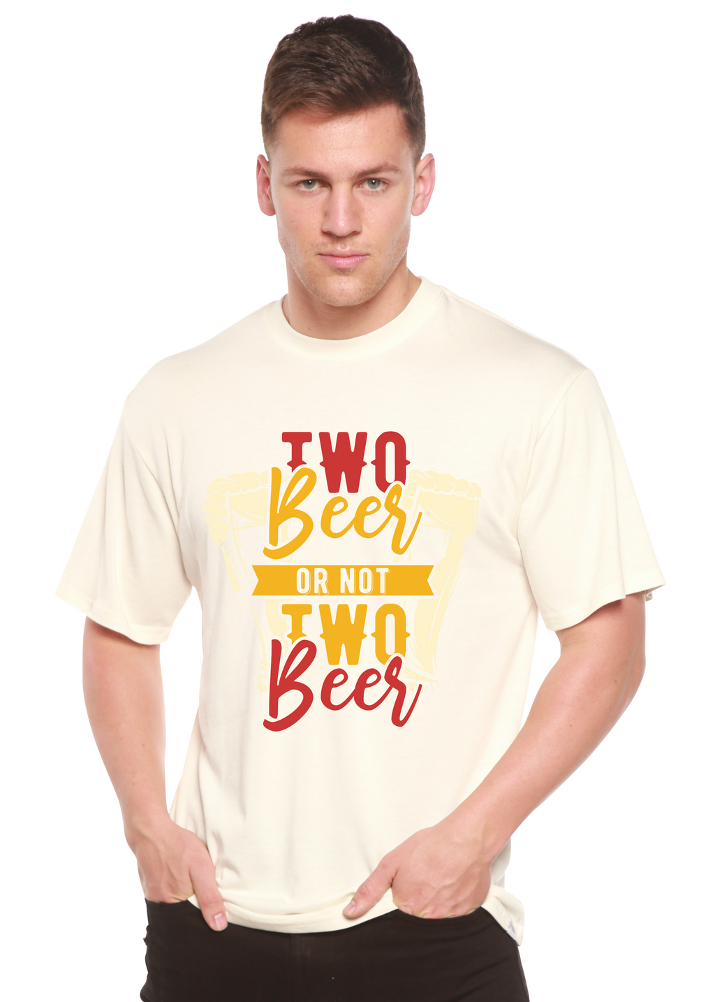 Camiseta gráfica de manga corta de viscosa de bambú/algodón orgánico Two Beer Men