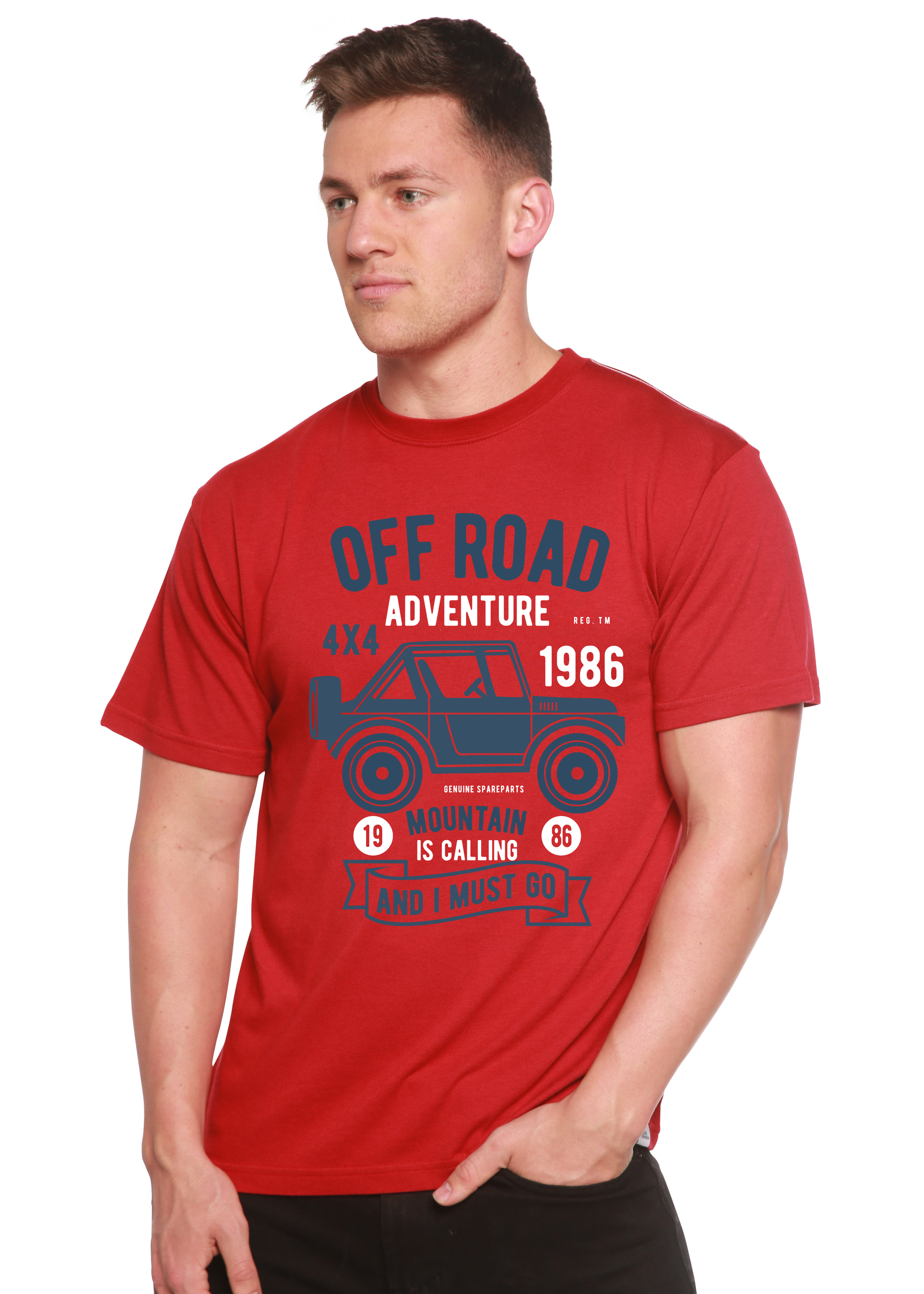 Camiseta gráfica de manga corta de bambú/algodón orgánico Spun Bamboo® para hombre - Aventura todoterreno