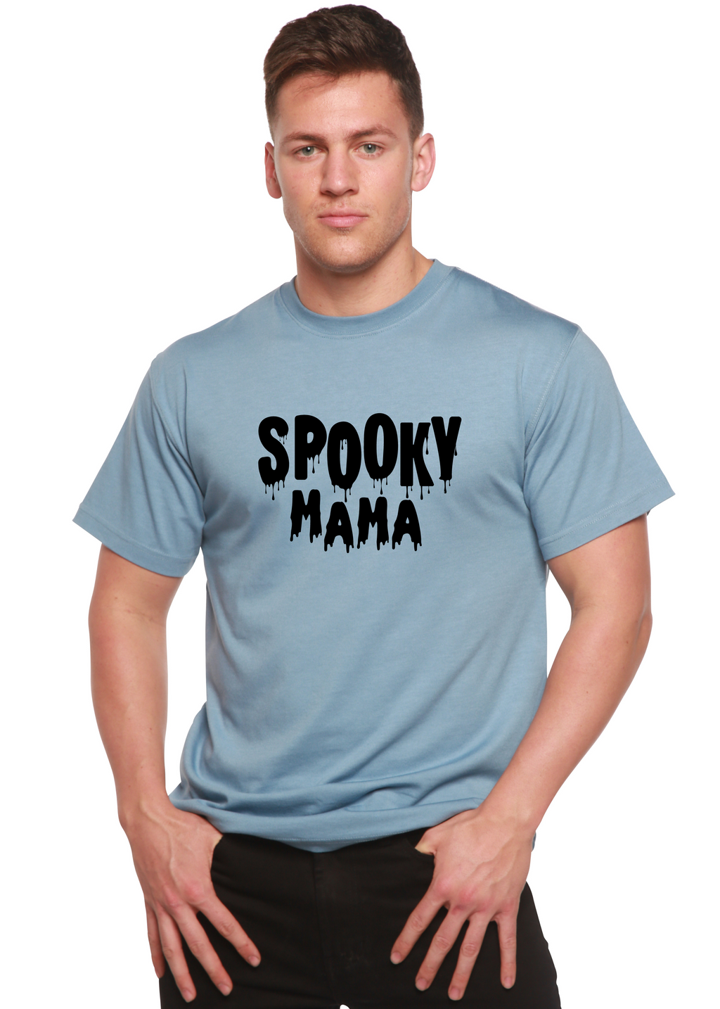Camiseta gráfica de manga corta de bambú/algodón orgánico para hombre "Spooky Mama Halloween"