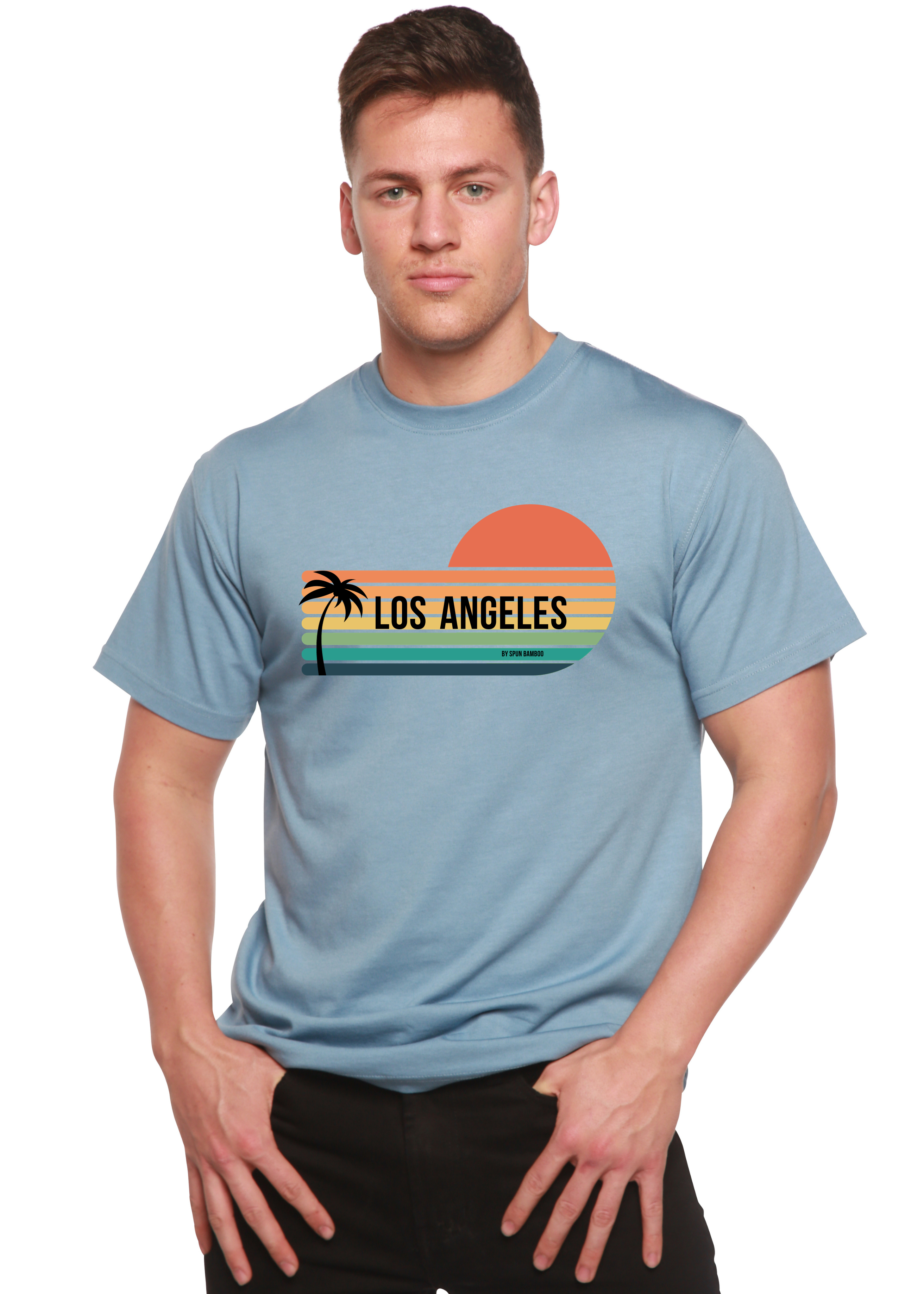Camiseta gráfica de manga corta unisex de bambú viscosa/algodón orgánico Los Angeles Spun Bamboo