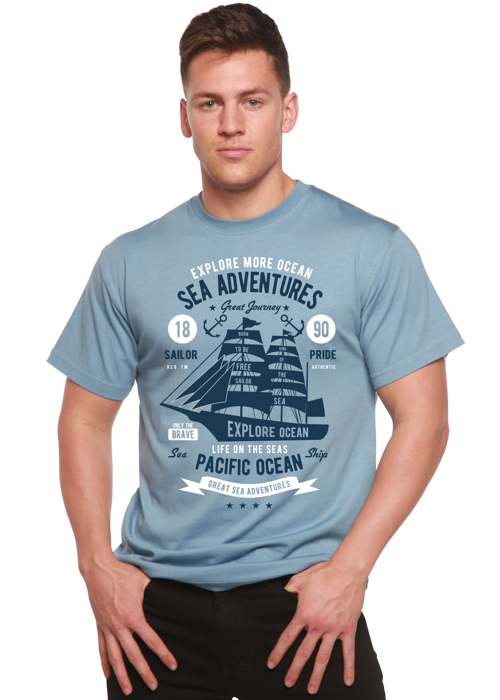 Camiseta gráfica de manga corta de viscosa de bambú/algodón orgánico Sea Adventures Spun Bamboo® para hombre