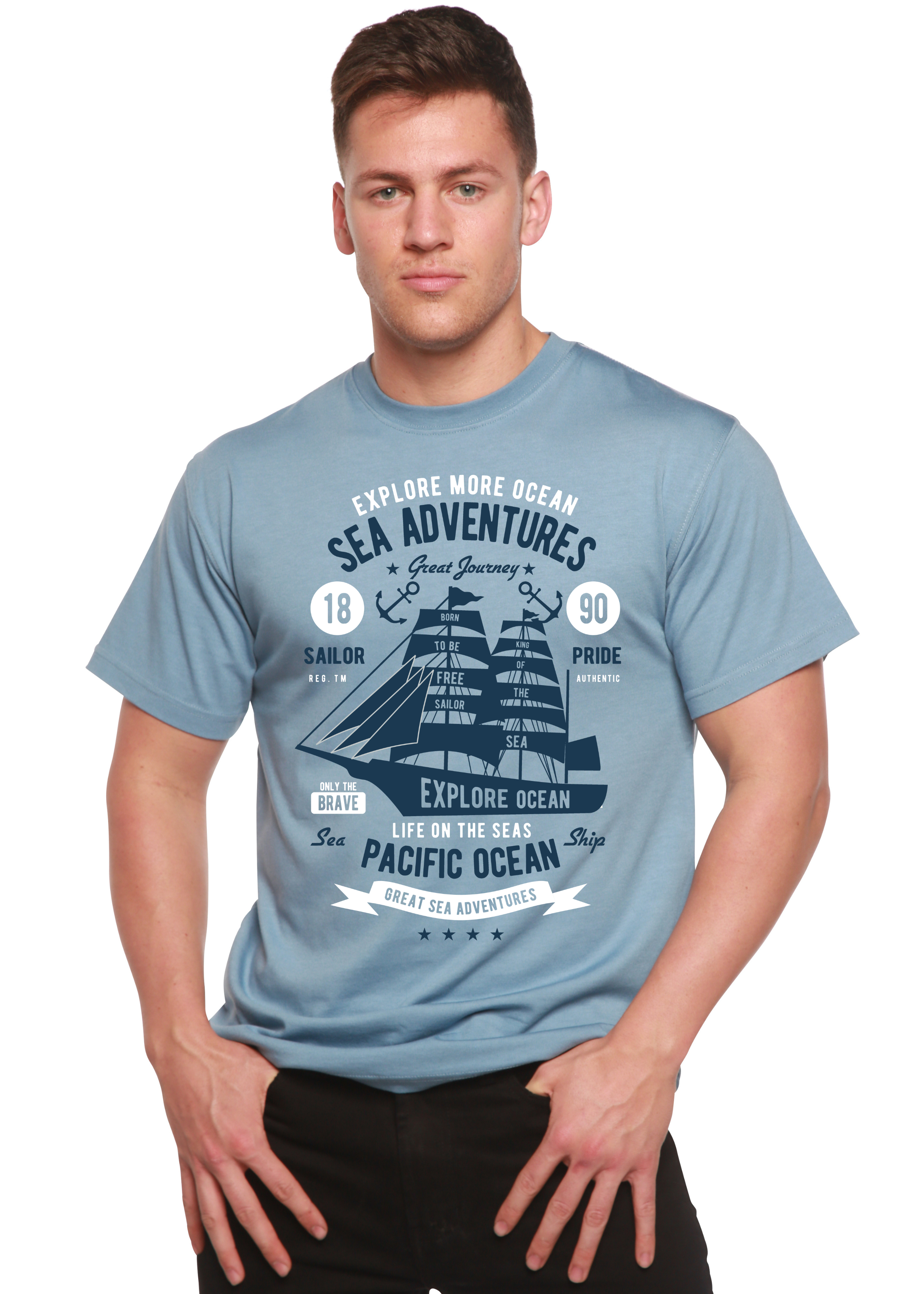 Camiseta gráfica de manga corta de viscosa de bambú/algodón orgánico Sea Adventures Spun Bamboo® para hombre