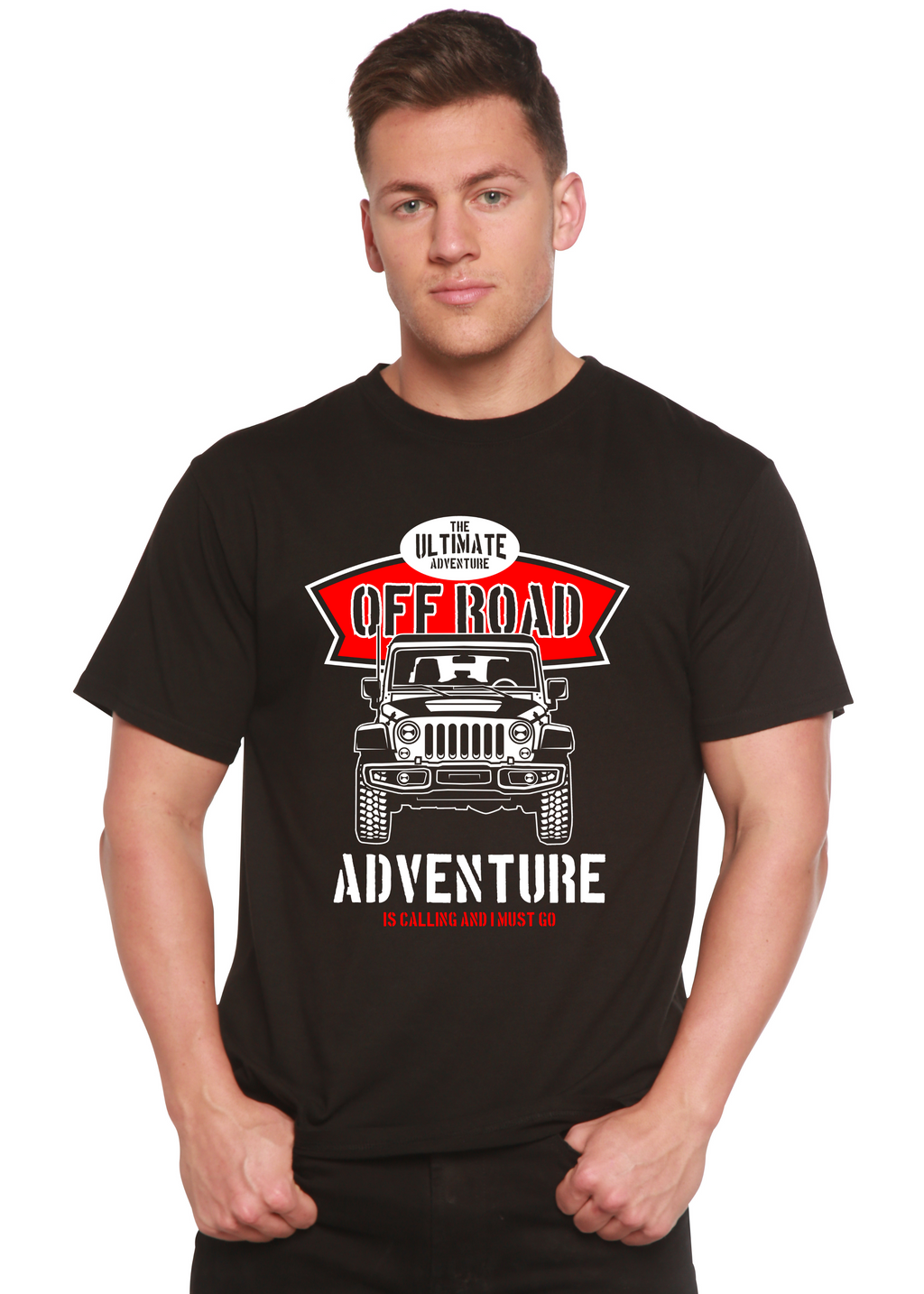 Camiseta gráfica de manga corta Off Road Spun Bamboo® de viscosa de bambú/algodón orgánico para hombre