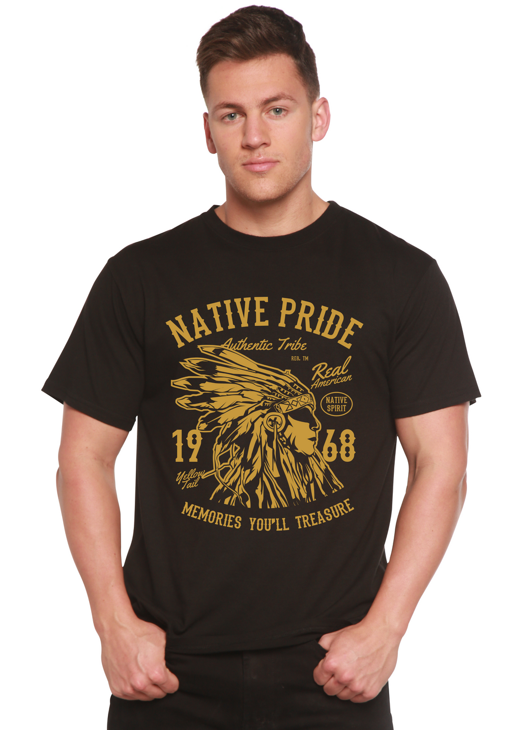 Native Pride Spun Bamboo® Camiseta Gráfica de Manga Corta de Viscosa de Bambú/Algodón Orgánico para Hombre