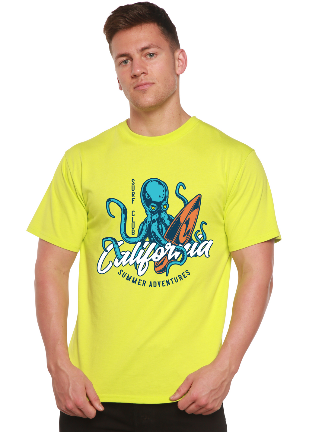 Camiseta gráfica de manga corta de bambú/algodón orgánico para hombre "California Summer Adventures"