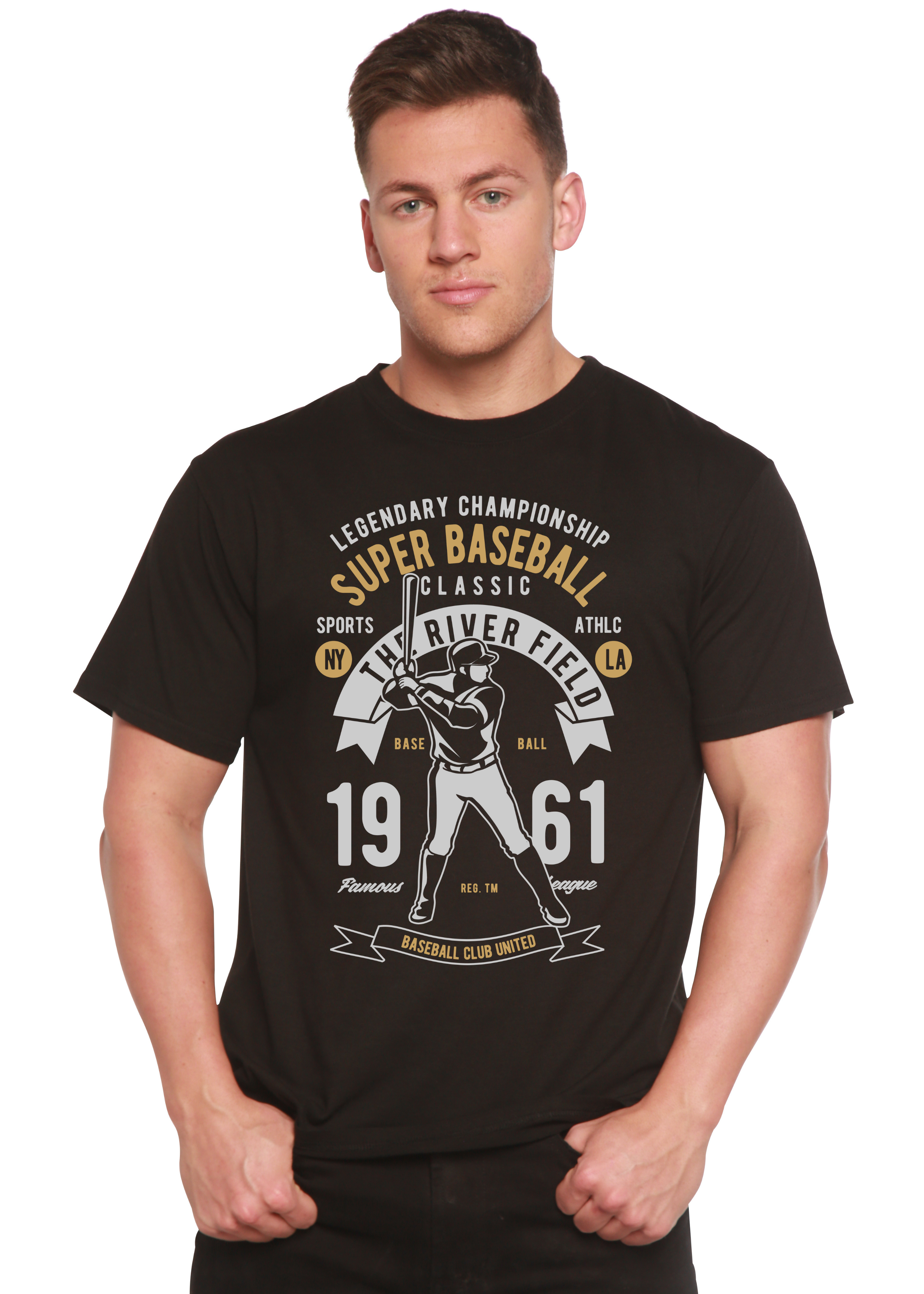 Camiseta gráfica de manga corta de viscosa de bambú/algodón orgánico para hombre Spun Bamboo® Super Baseball
