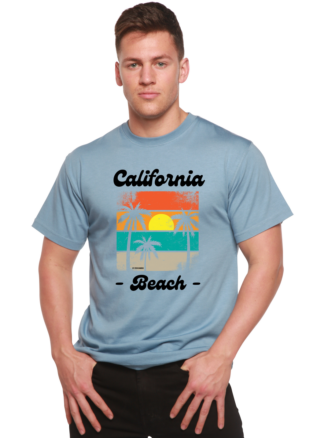 Camiseta gráfica de manga corta de viscosa de bambú y algodón orgánico California Beach unisex
