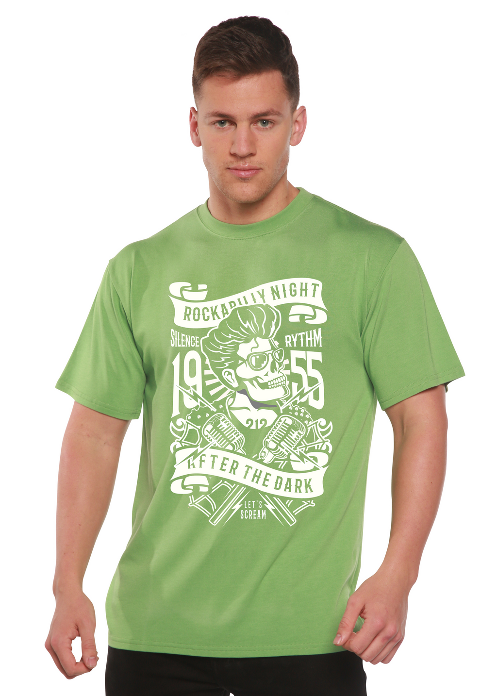 Camiseta gráfica de manga corta de bambú/algodón orgánico Rockabilly Night Spun Bamboo® para hombre