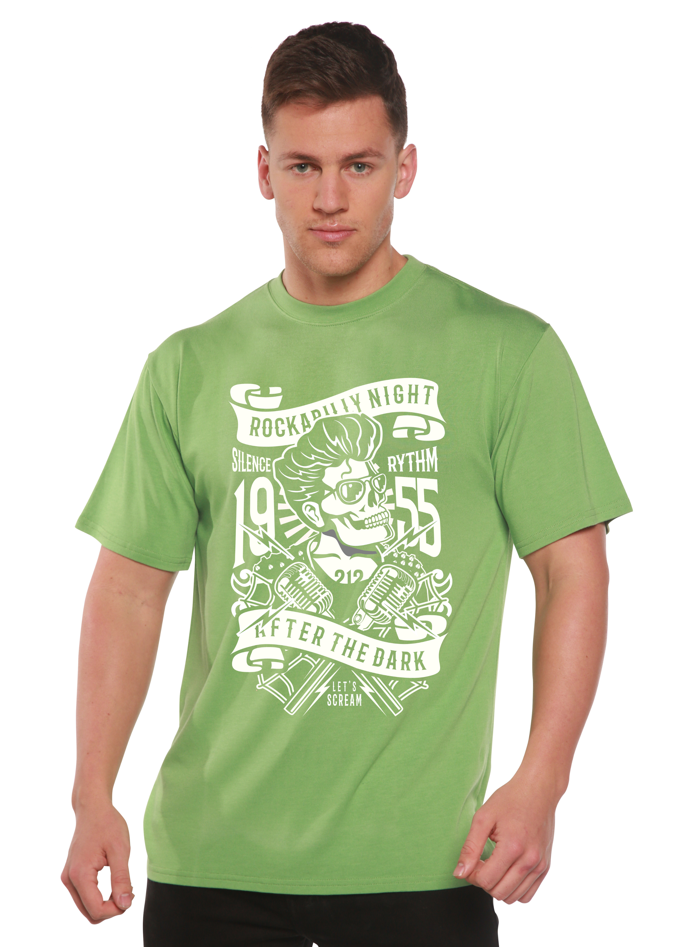 Camiseta gráfica de manga corta de bambú/algodón orgánico Rockabilly Night Spun Bamboo® para hombre