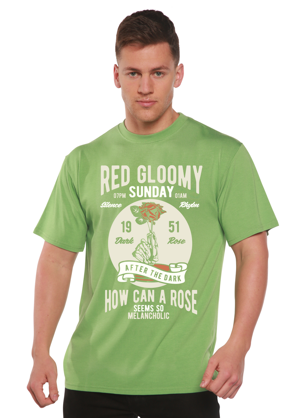 Camiseta gráfica de manga corta de viscosa de bambú/algodón orgánico para hombre Red Gloomy Spun Bamboo®