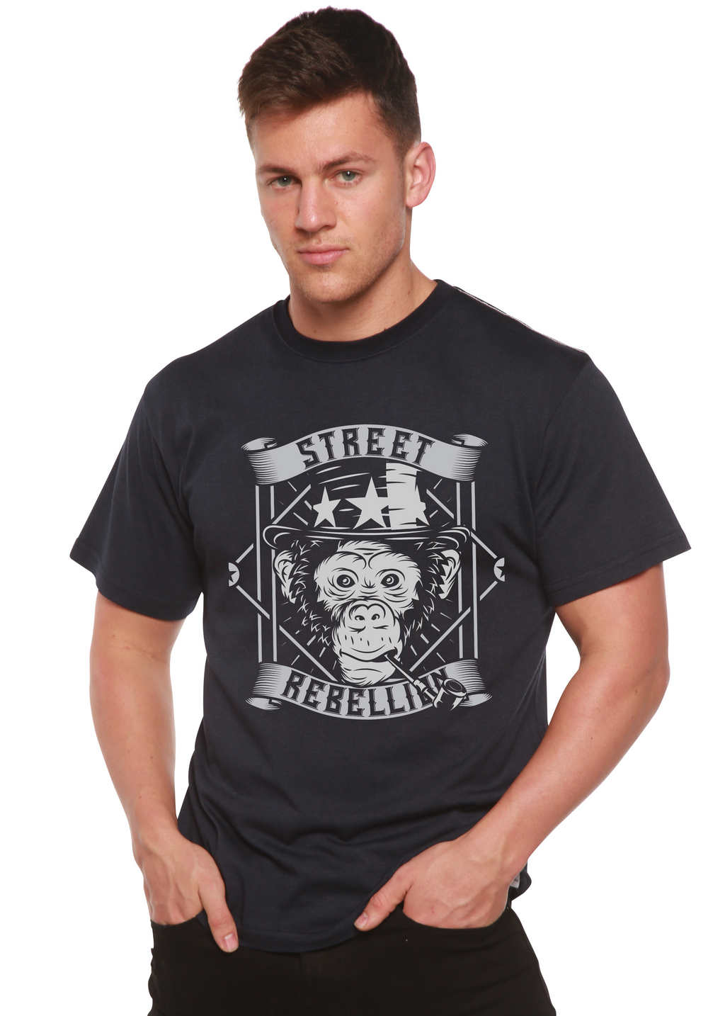Camiseta gráfica de manga corta de bambú/algodón orgánico para hombre Street