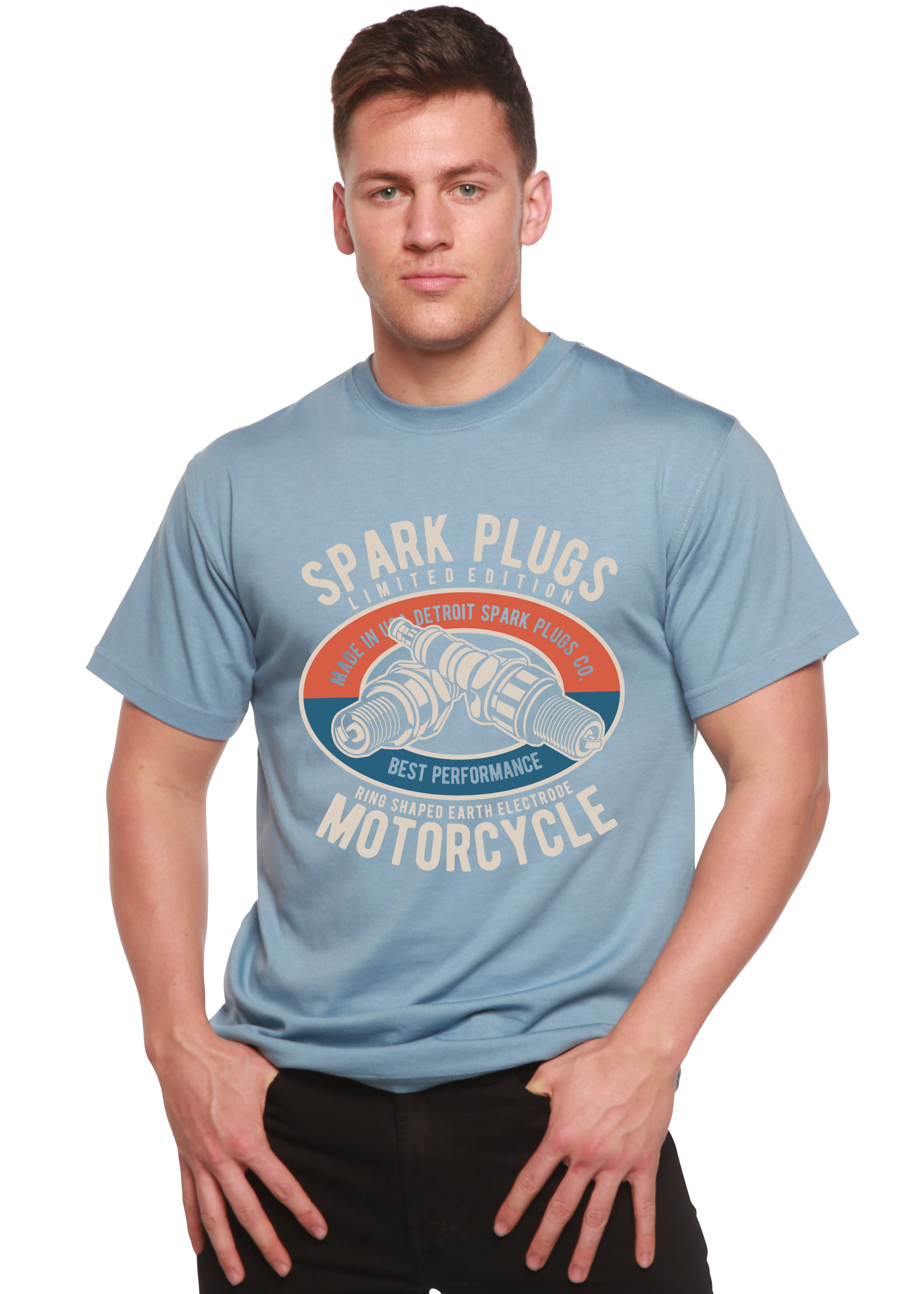 Bujías Spun Bamboo® Camiseta Gráfica de Manga Corta para Hombre de Viscosa de Bambú/Algodón Orgánico