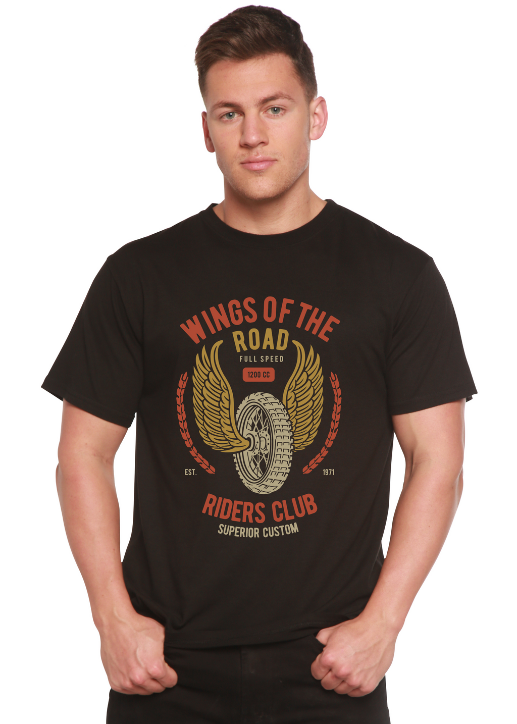Camiseta Gráfica de Manga Corta Wings Of The Road Spun Bamboo® para Hombre, de Viscosa de Bambú/Algodón Orgánico