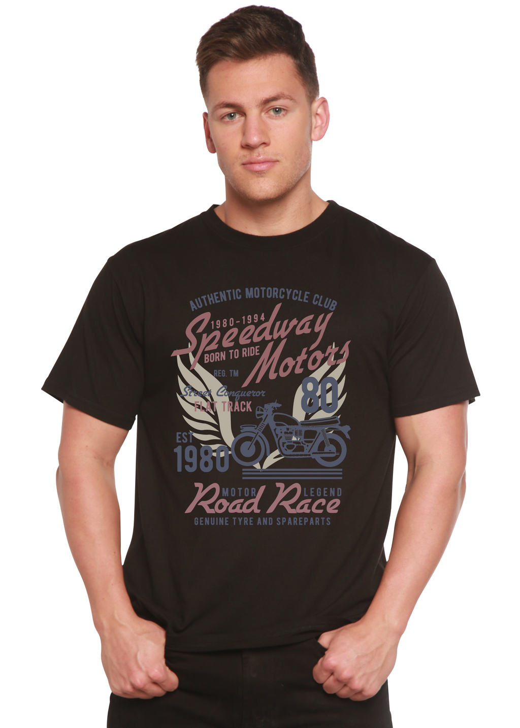 Camiseta gráfica de manga corta de viscosa de bambú/algodón orgánico para hombre Speedway Motor Spun Bamboo®
