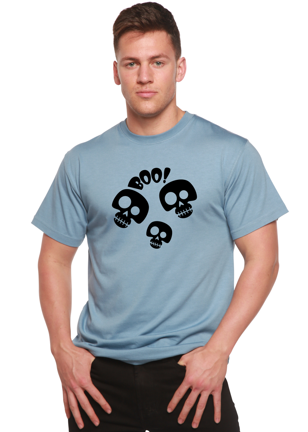 Camiseta gráfica de manga corta de bambú/algodón orgánico unisex "Halloween Boo"