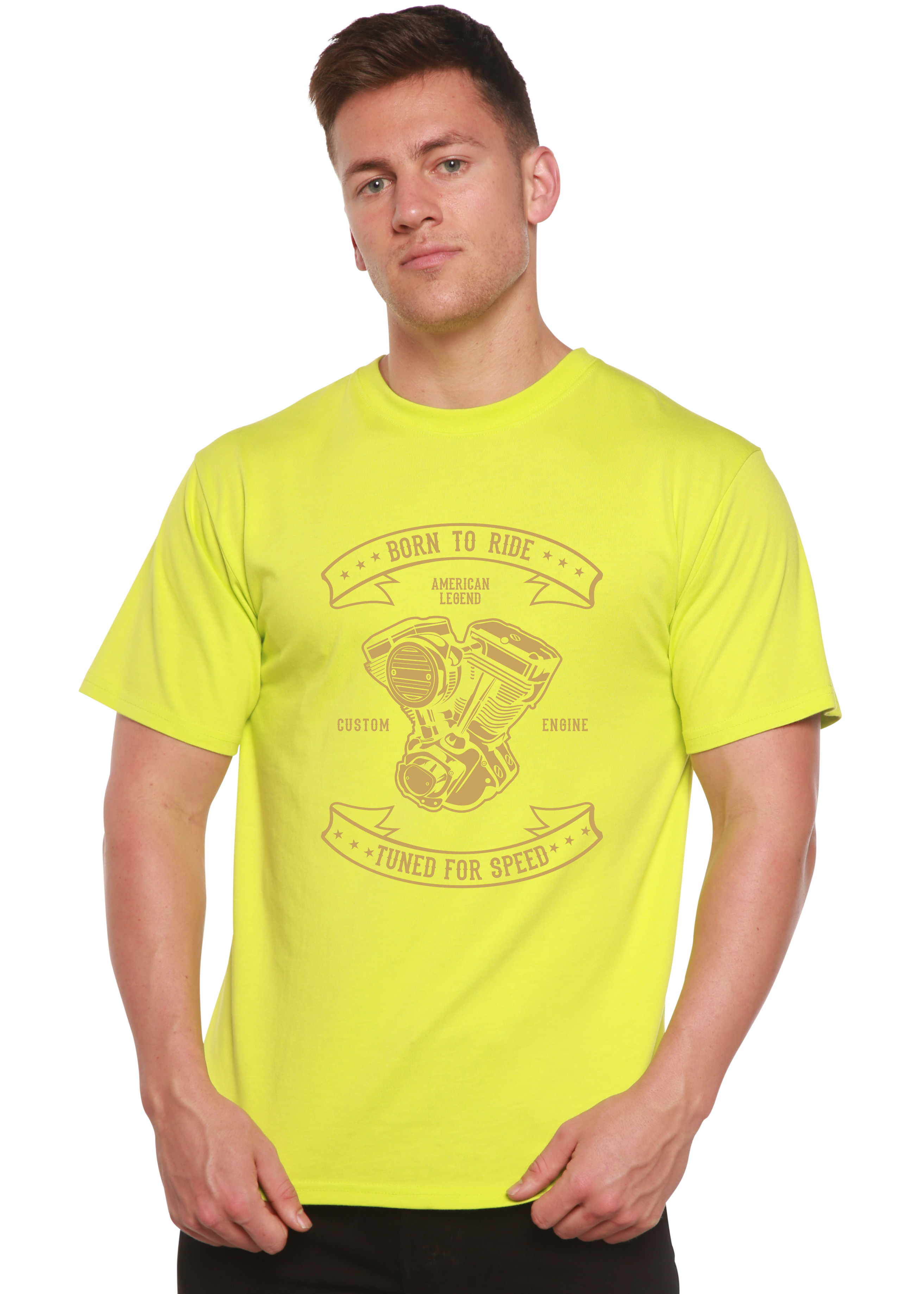 Camiseta Gráfica de Manga Corta para Hombre "Born To Ride" de Viscosa de Bambú/Algodón Orgánico