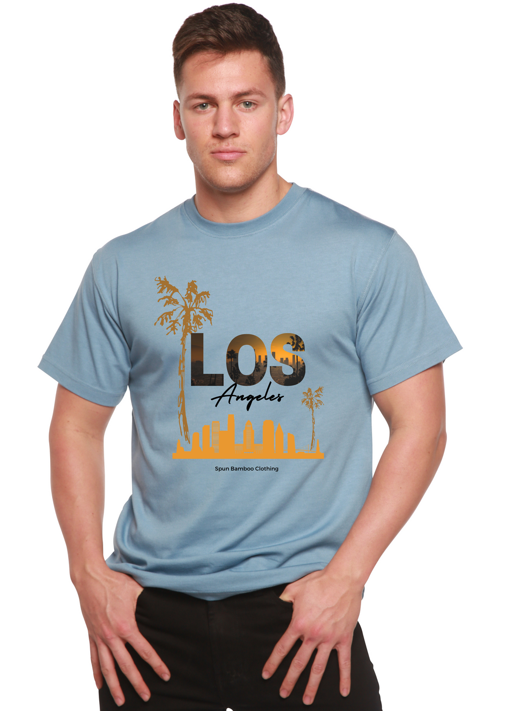 Camiseta gráfica de manga corta de viscosa de bambú/algodón orgánico unisex Los Angeles