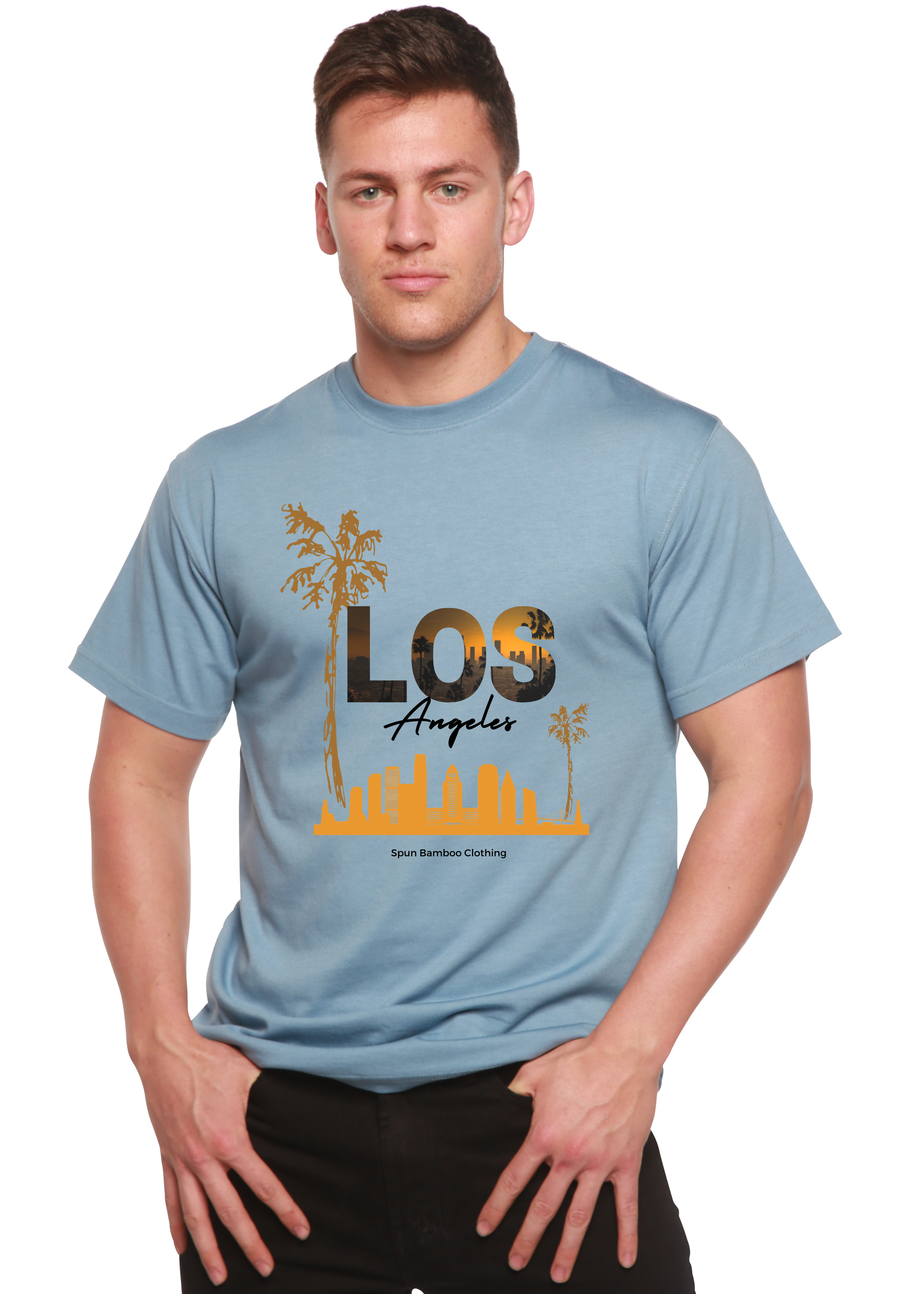 Camiseta gráfica de manga corta de viscosa de bambú/algodón orgánico unisex Los Angeles