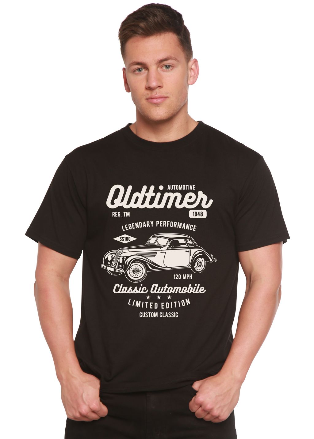 Camiseta gráfica de manga corta de viscosa de bambú/algodón orgánico Spun Bamboo® para hombre Oldtimer