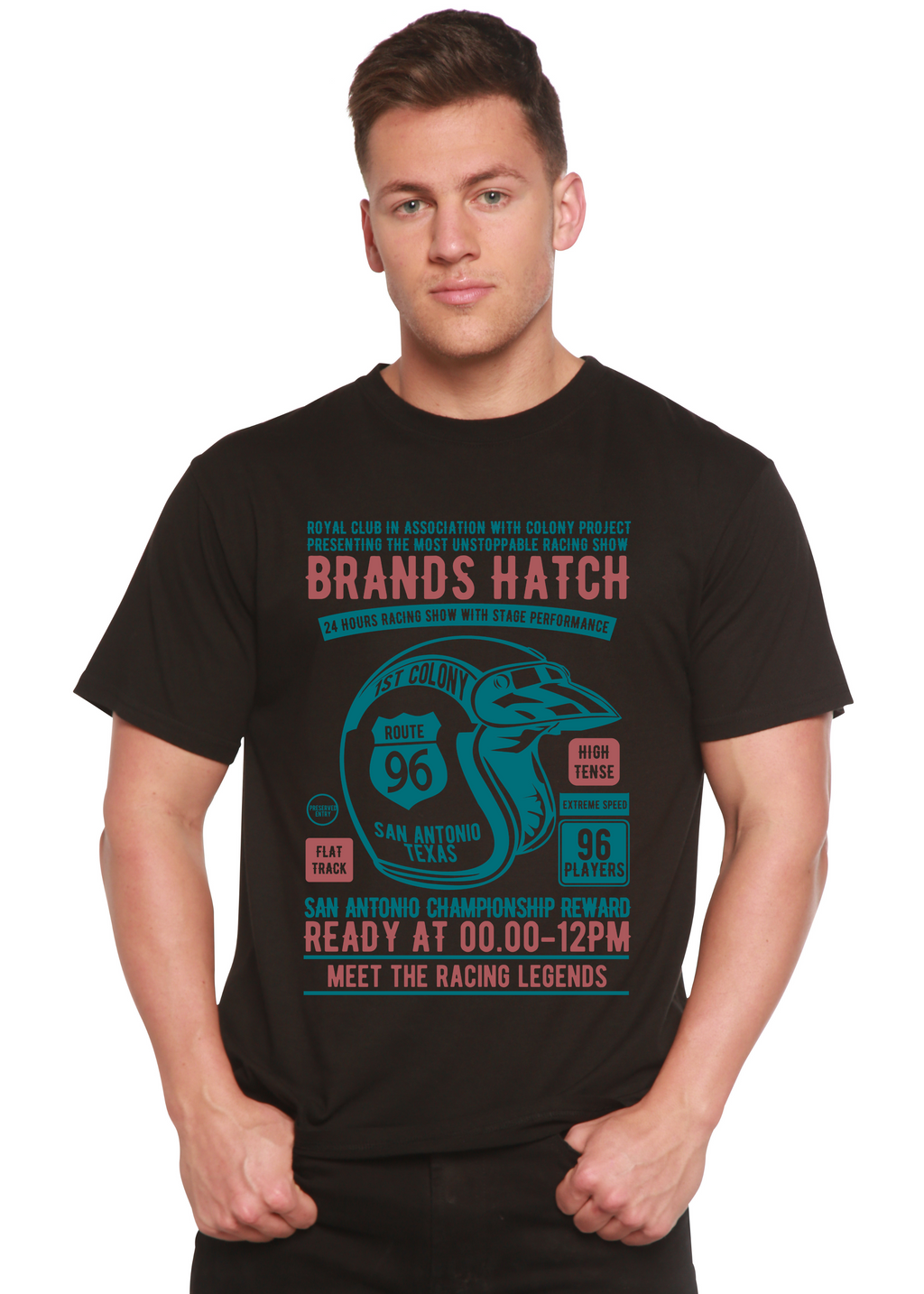 Camiseta gráfica de manga corta de bambú/algodón orgánico para hombre Brands Hatch