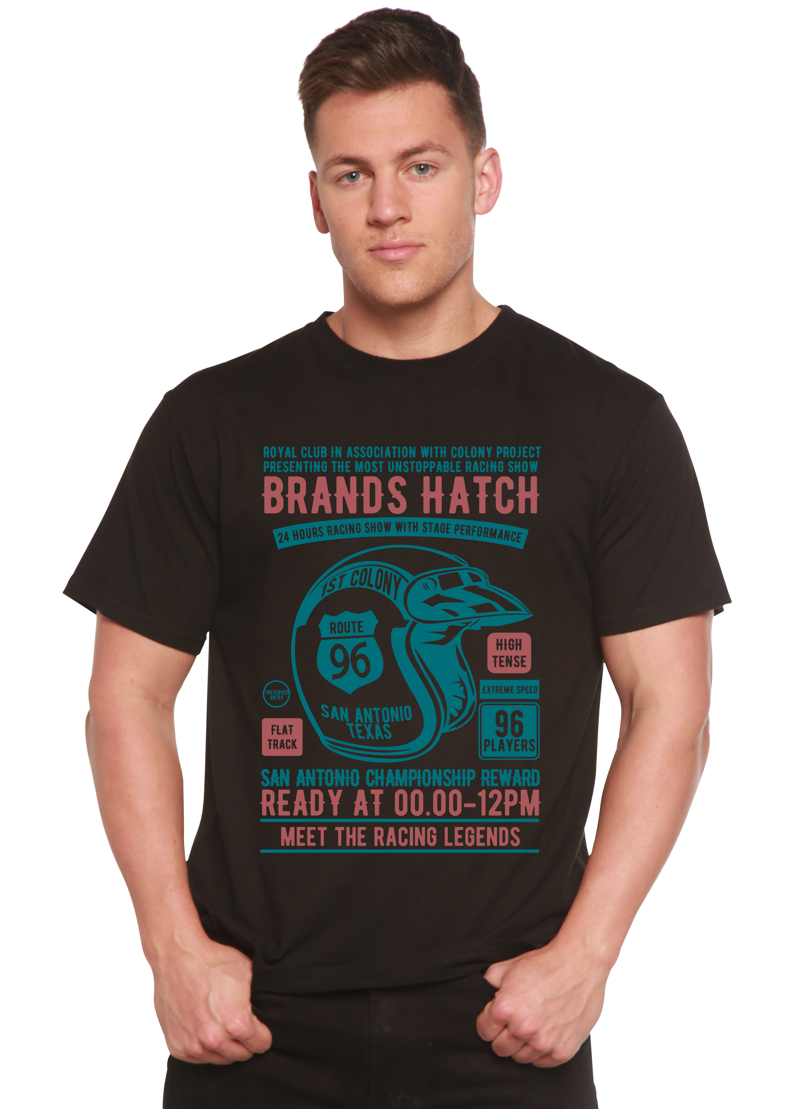 Camiseta gráfica de manga corta de bambú/algodón orgánico para hombre Brands Hatch