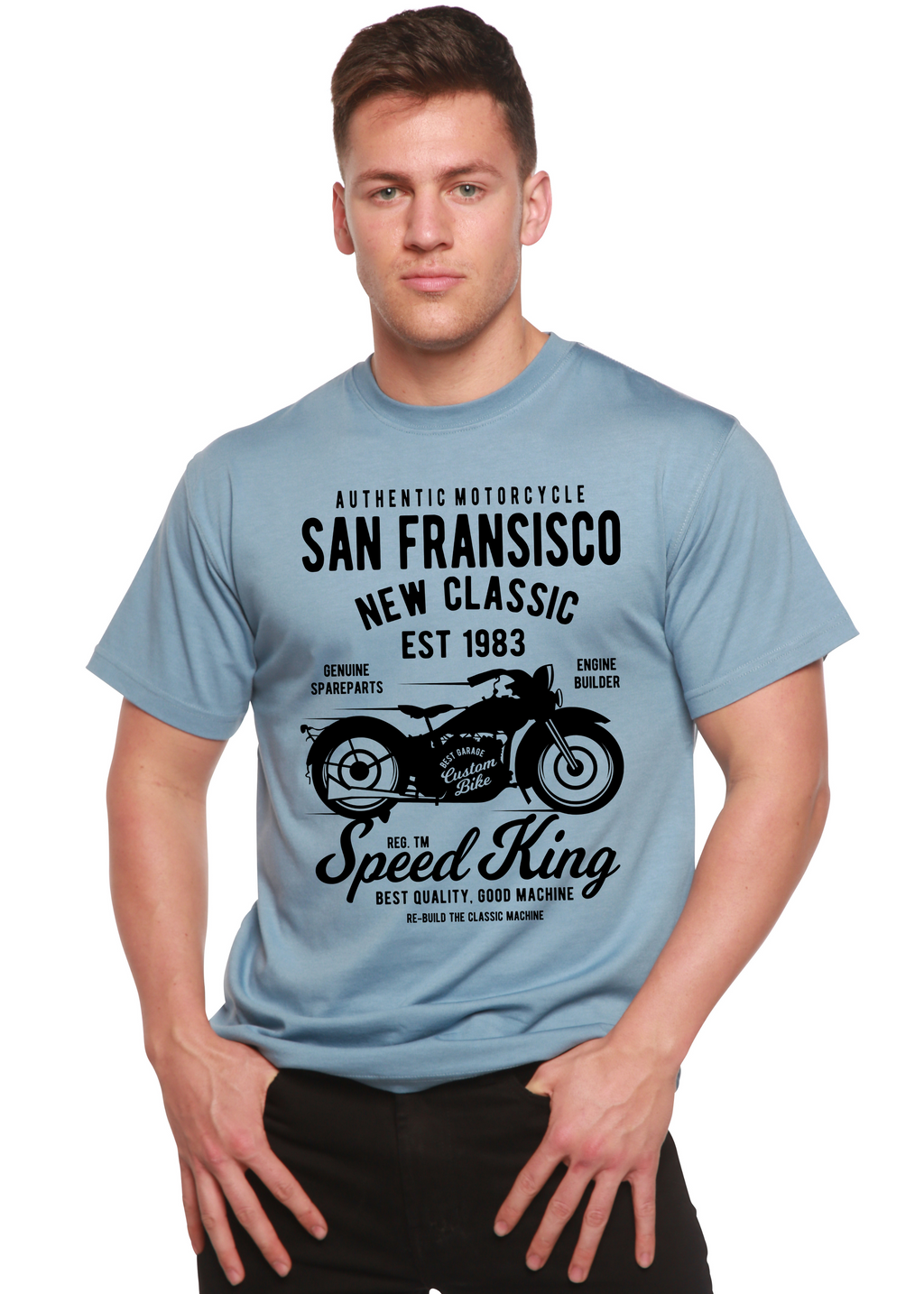Camiseta gráfica de manga corta San Fransisco Spun Bamboo® de viscosa de bambú y algodón orgánico para hombre