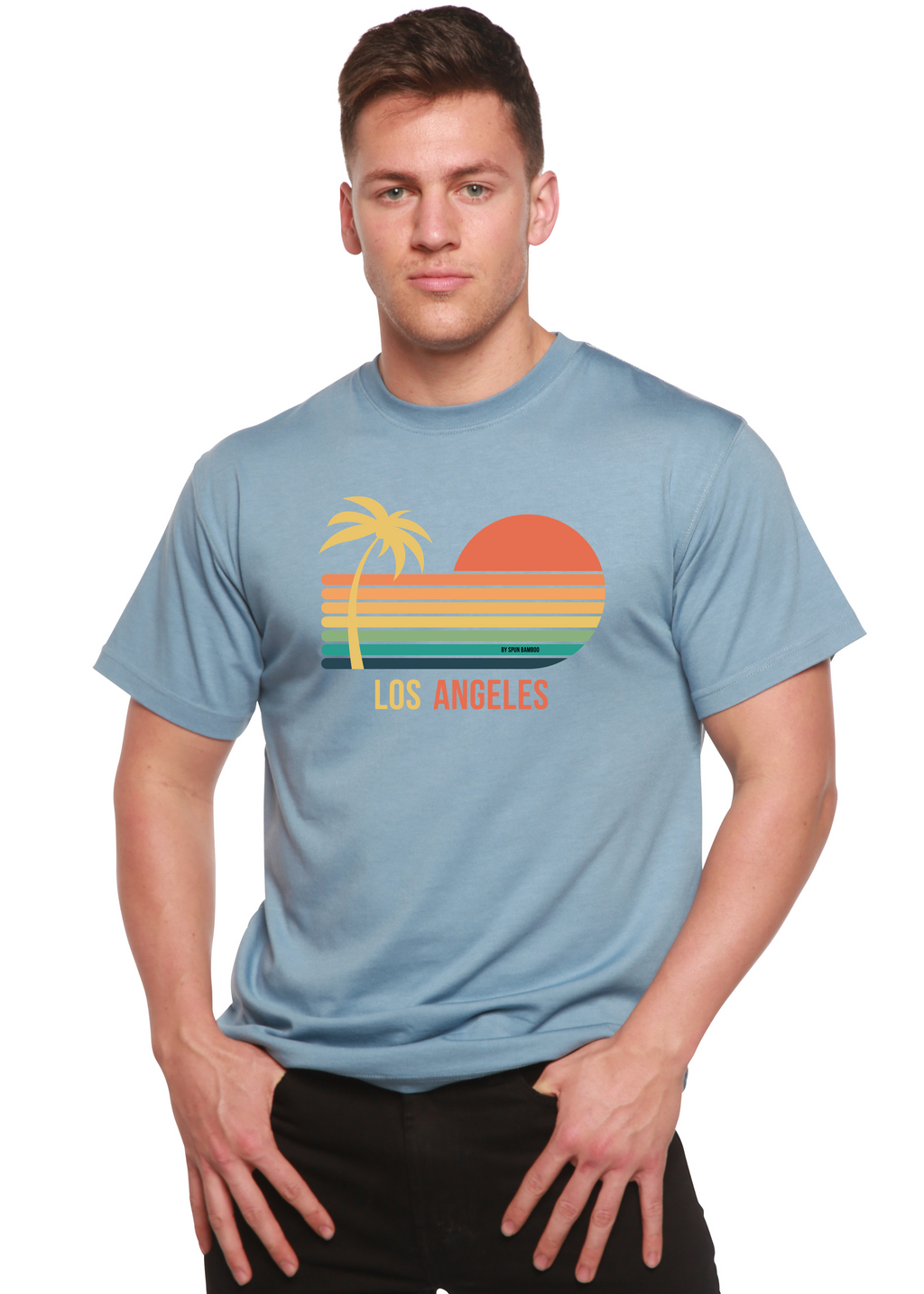 Camiseta gráfica unisex de manga corta Los Angeles de viscosa de bambú/algodón orgánico