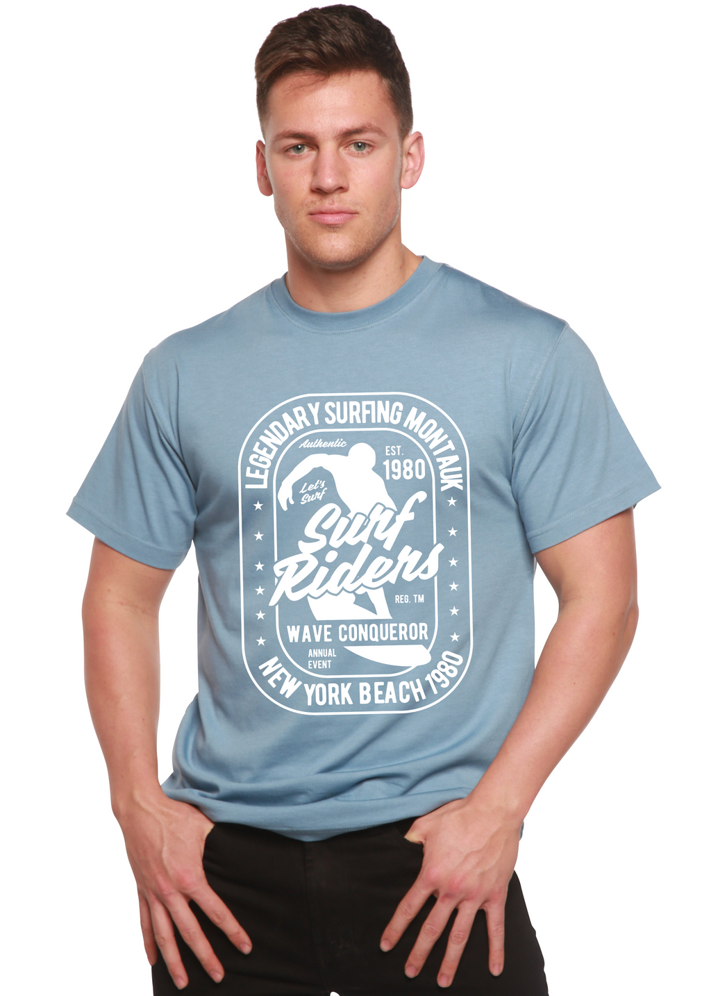 Camiseta gráfica de manga corta para hombre Surf Rider Spun Bamboo® de bambú viscosa/algodón orgánico