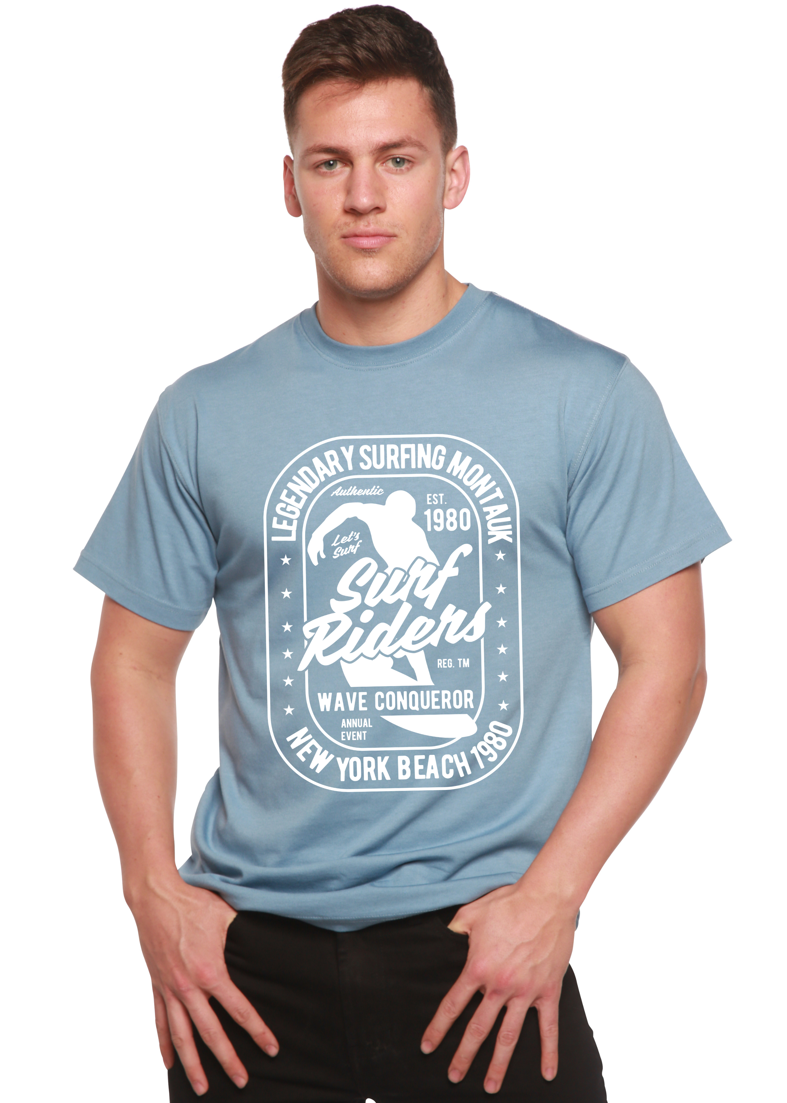Camiseta gráfica de manga corta para hombre Surf Rider Spun Bamboo® de bambú viscosa/algodón orgánico