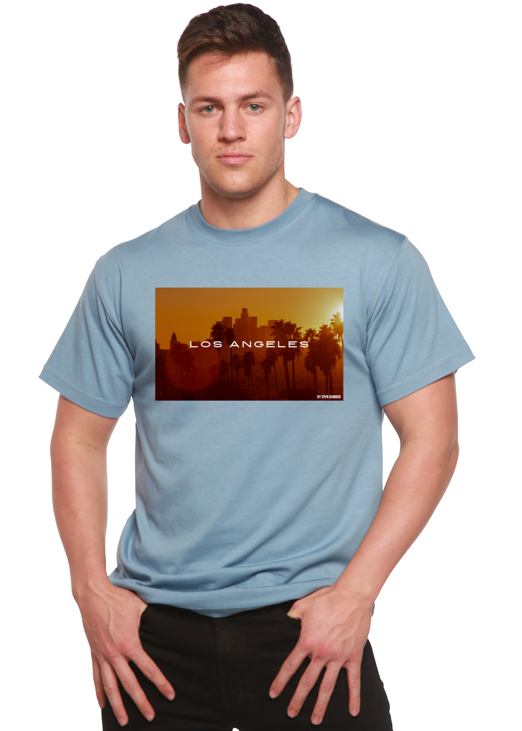 Camiseta gráfica unisex de manga corta Los Angeles de viscosa de bambú/algodón orgánico