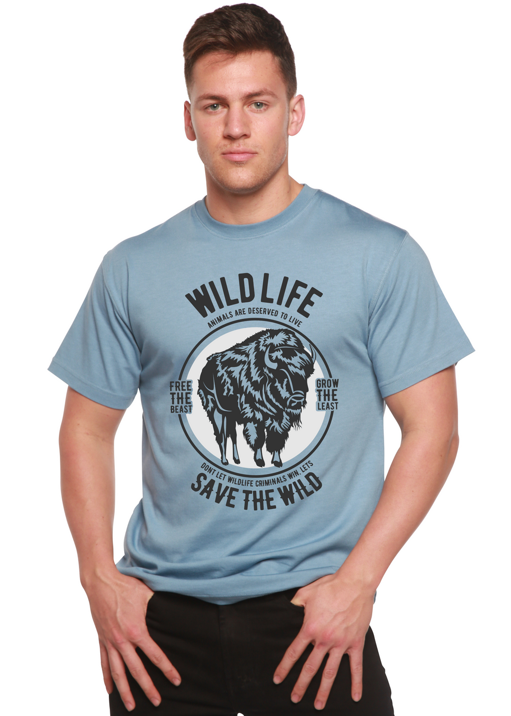 Camiseta gráfica de manga corta de viscosa de bambú/algodón orgánico Wild Life Spun Bamboo® para hombre