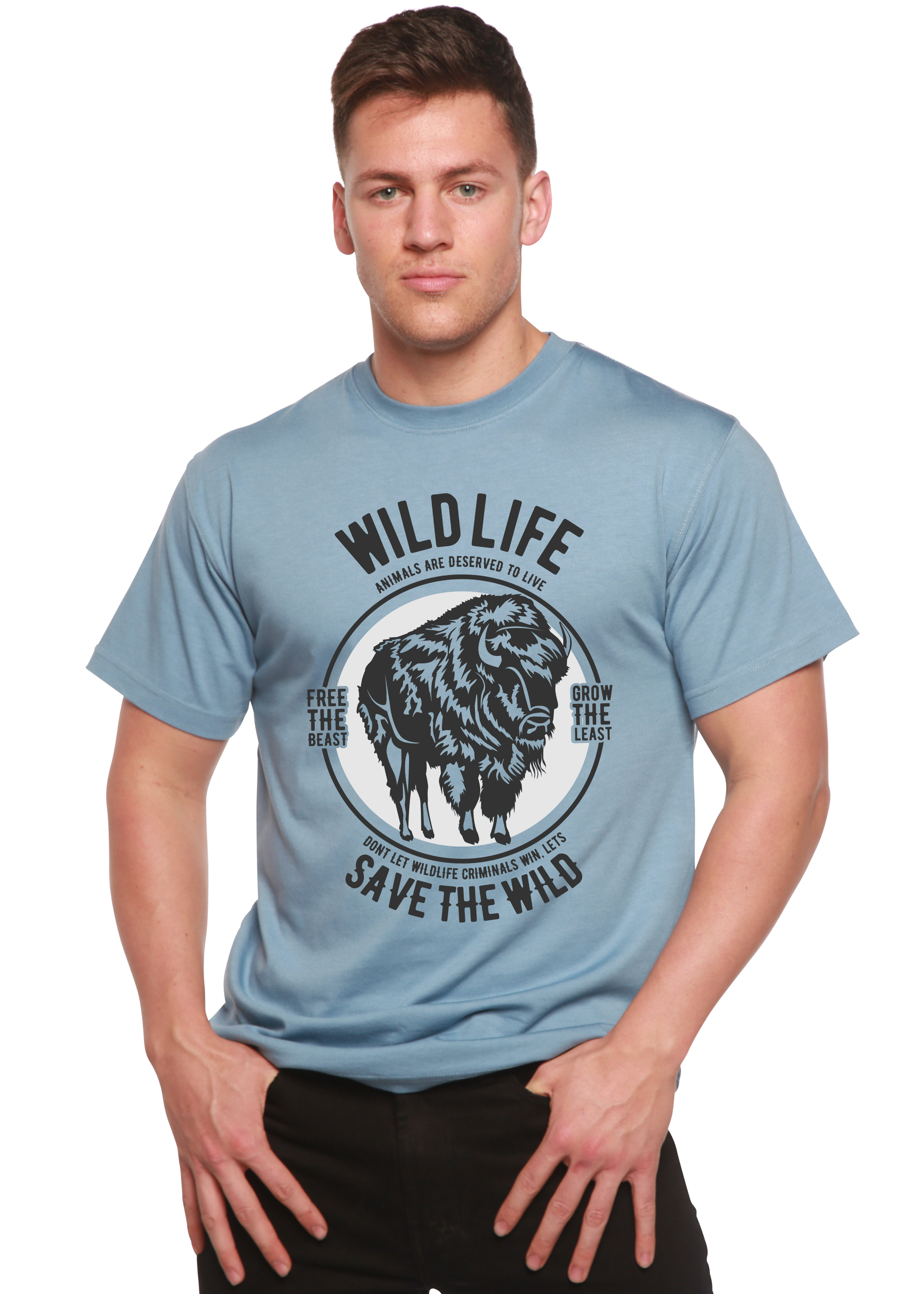 Camiseta gráfica de manga corta de viscosa de bambú/algodón orgánico Wild Life Spun Bamboo® para hombre