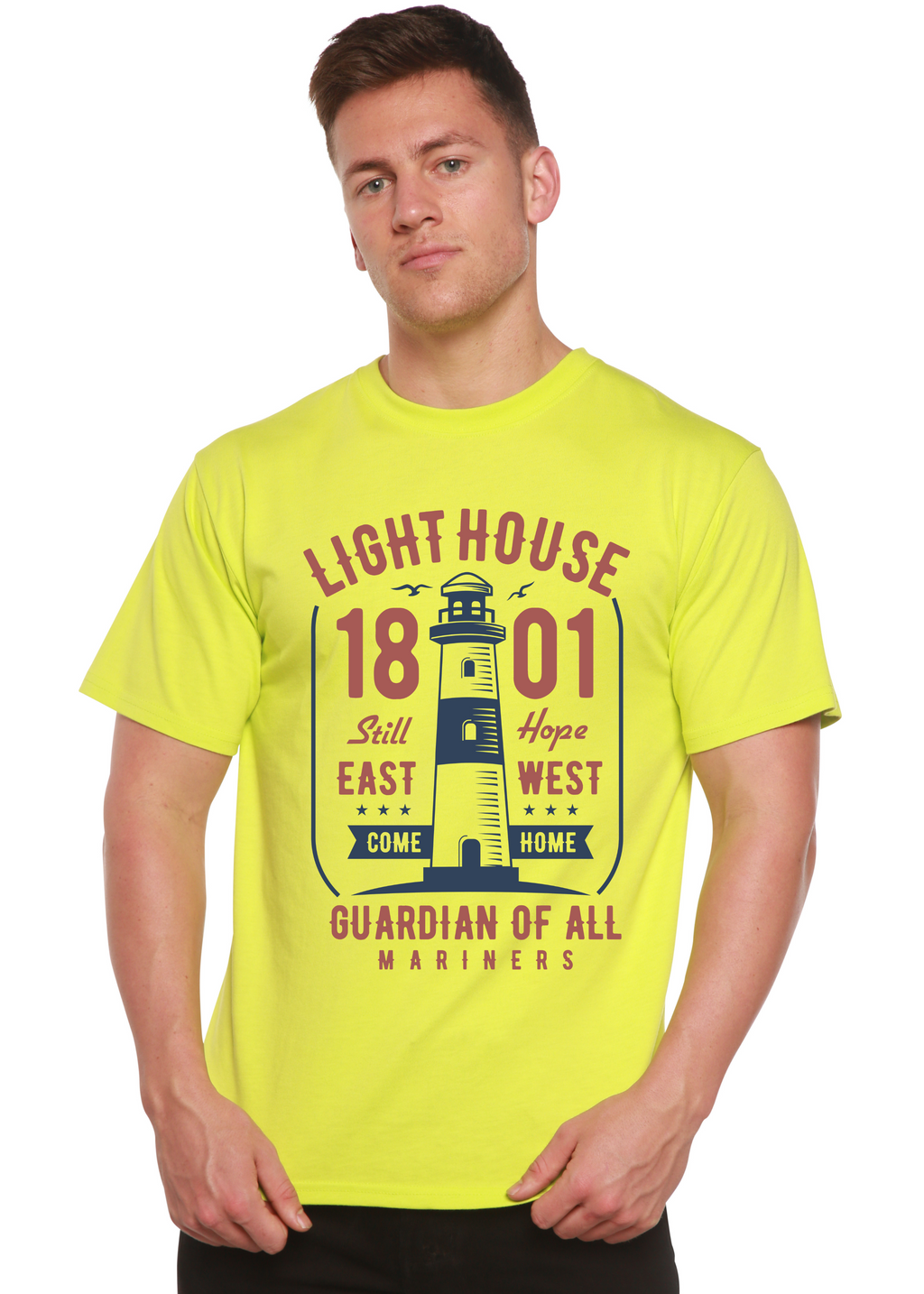Camiseta gráfica de manga corta Lighthouse para hombre de viscosa de bambú/algodón orgánico