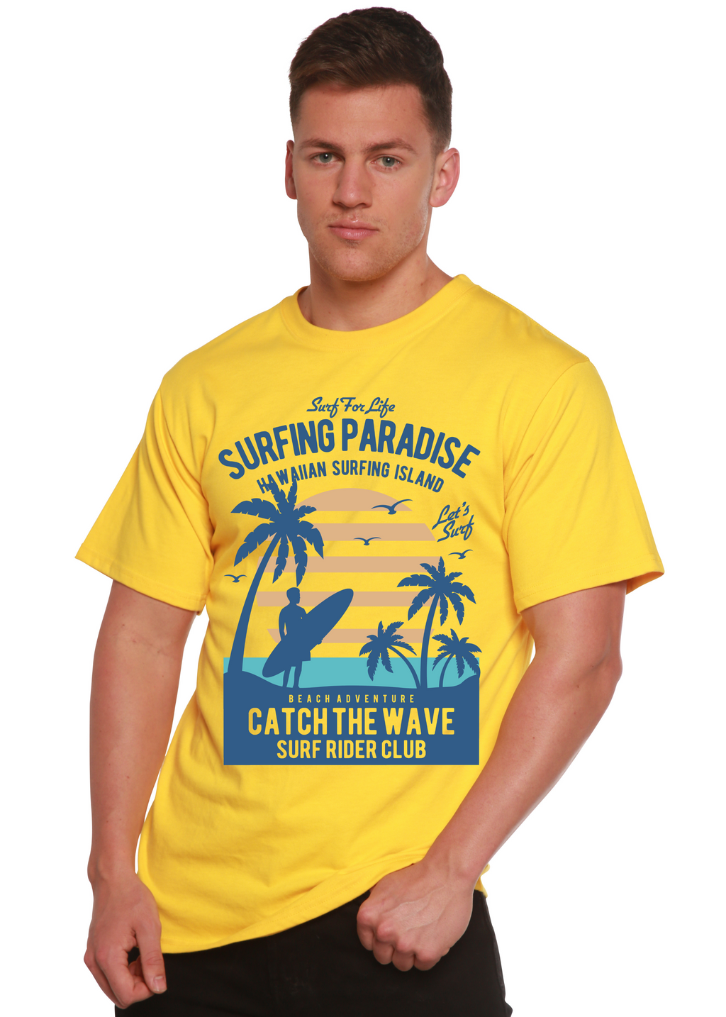 Camiseta gráfica de manga corta de bambú/algodón orgánico Surfing Paradis Spun Bamboo® para hombre