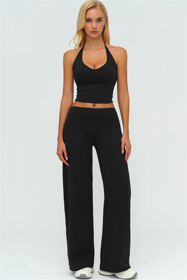 Top Halter Twirl y Pantalones Rectos de 2 Piezas