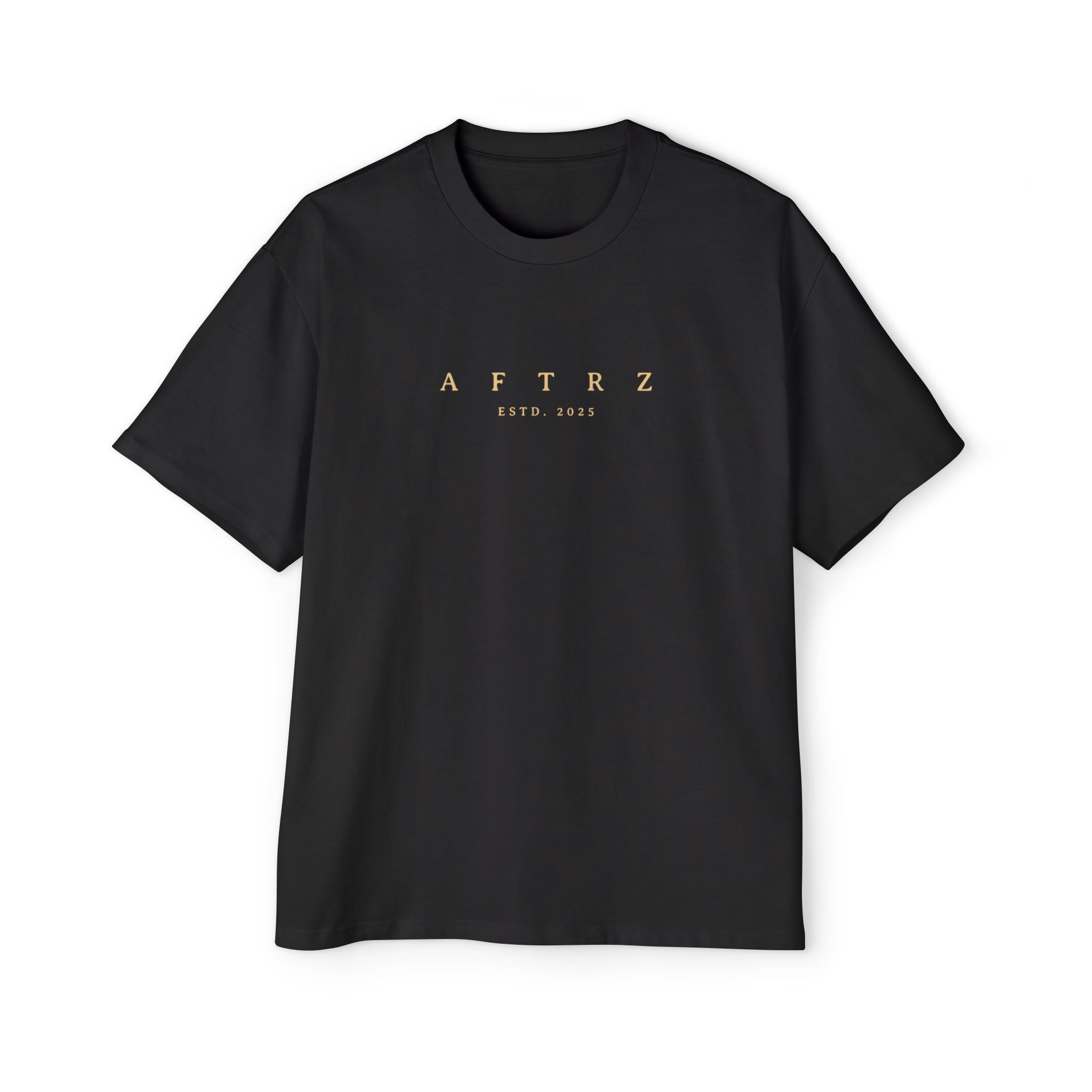 Camiseta Aftrz Classics Heavy Oversized de manga corta - Negra con logo color canela