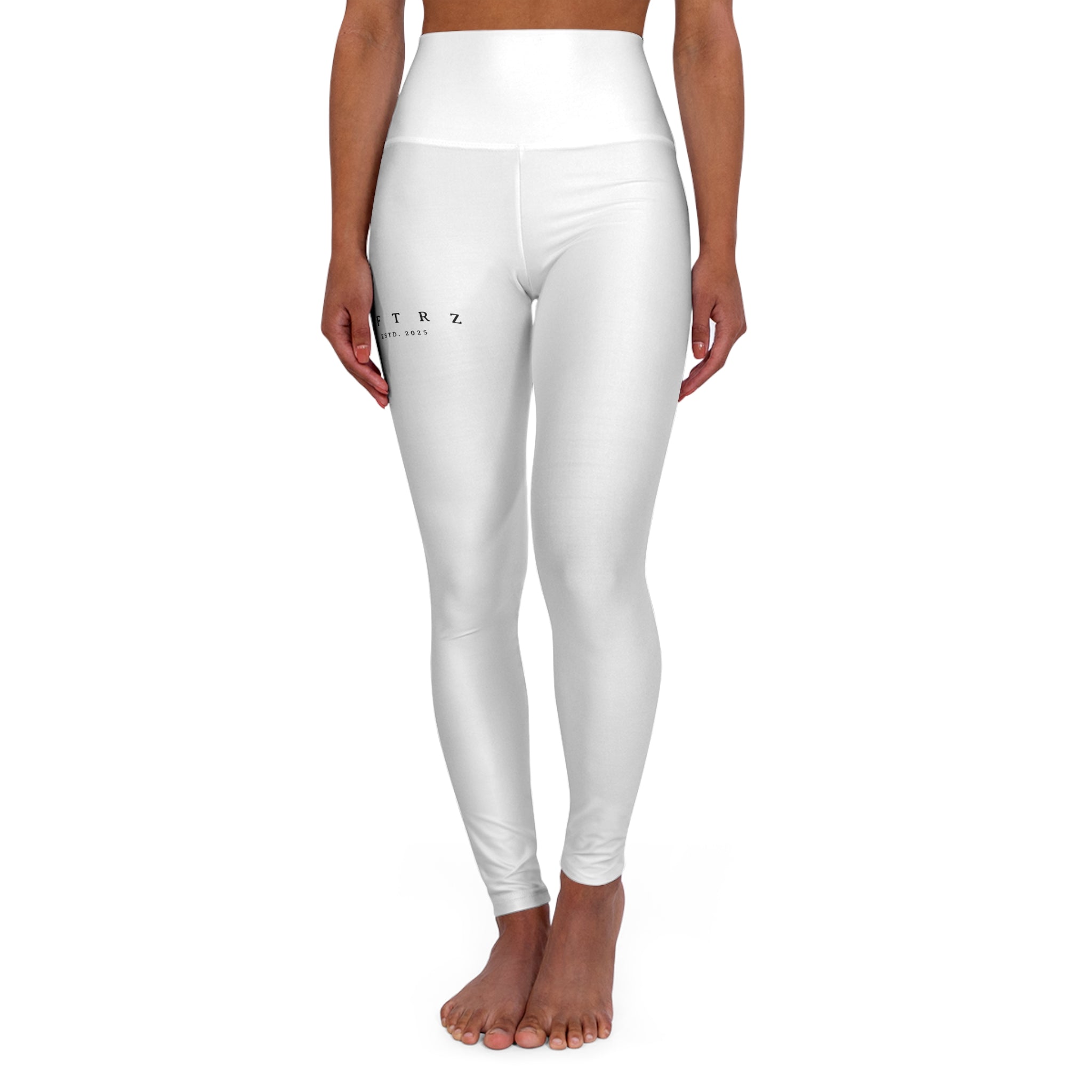 Mallas de cintura alta Aftrz Minimal - Blancas con logotipo negro