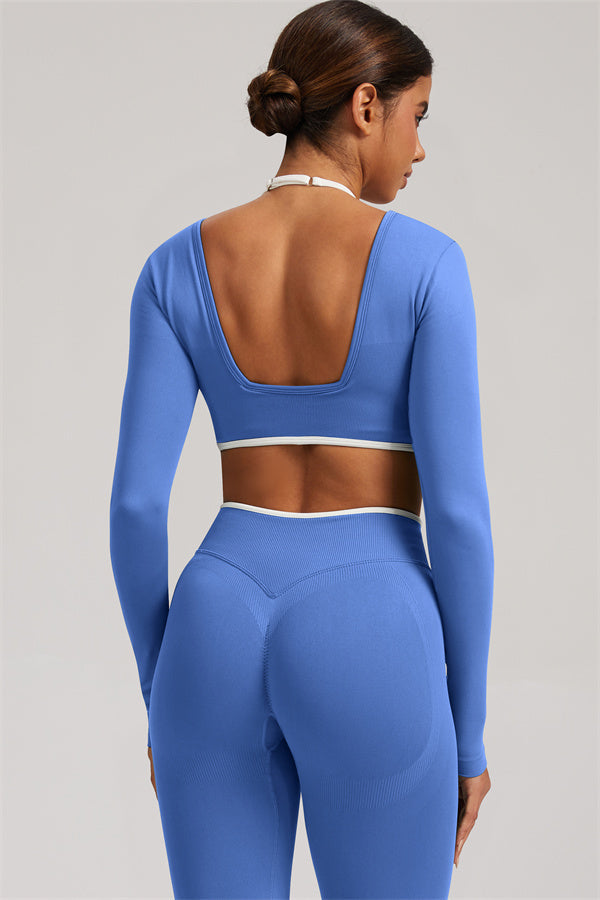Conjunto de 2 piezas Elevate New: Top corto de manga larga y leggings