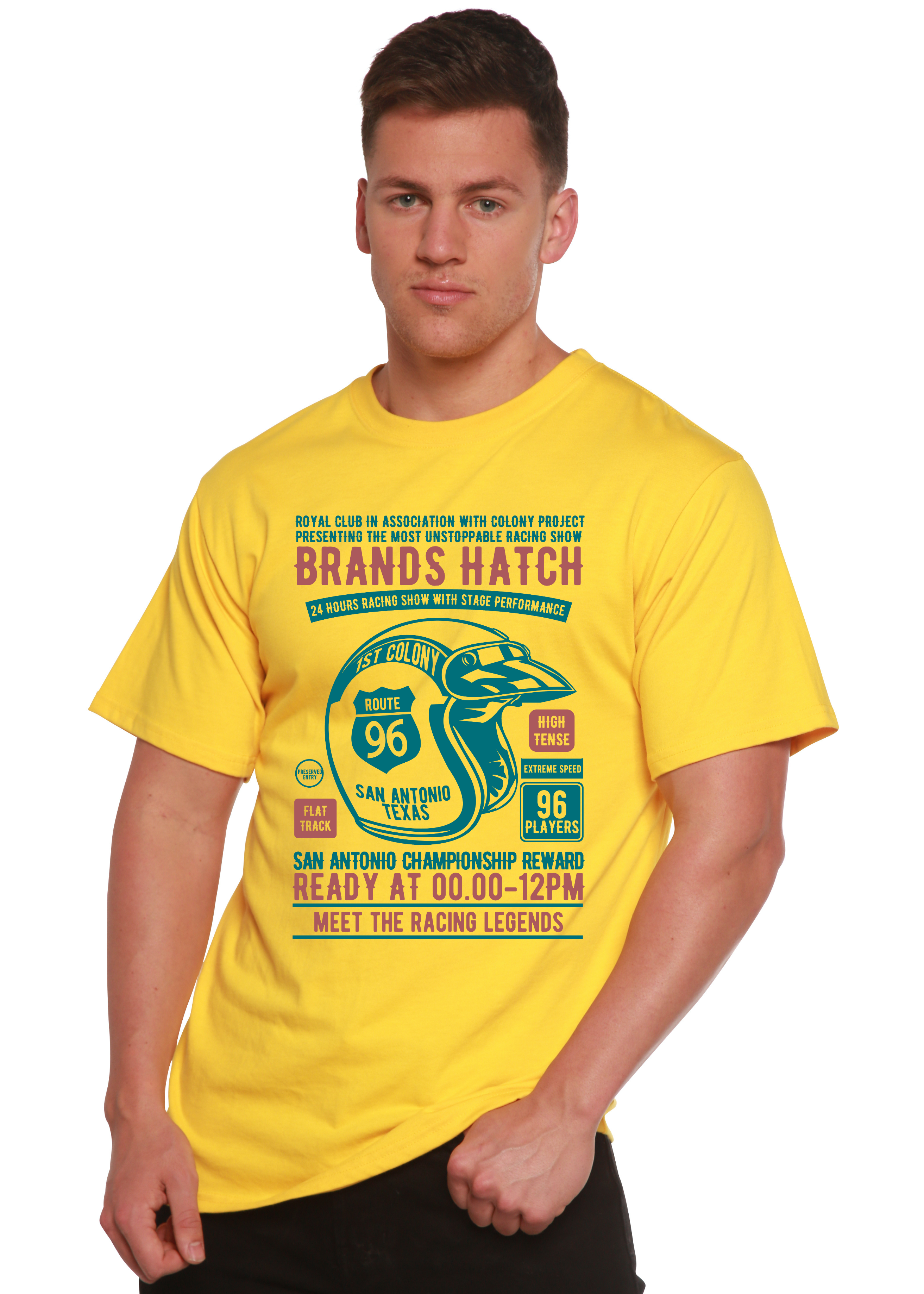 Camiseta gráfica de manga corta de bambú/algodón orgánico para hombre Brands Hatch