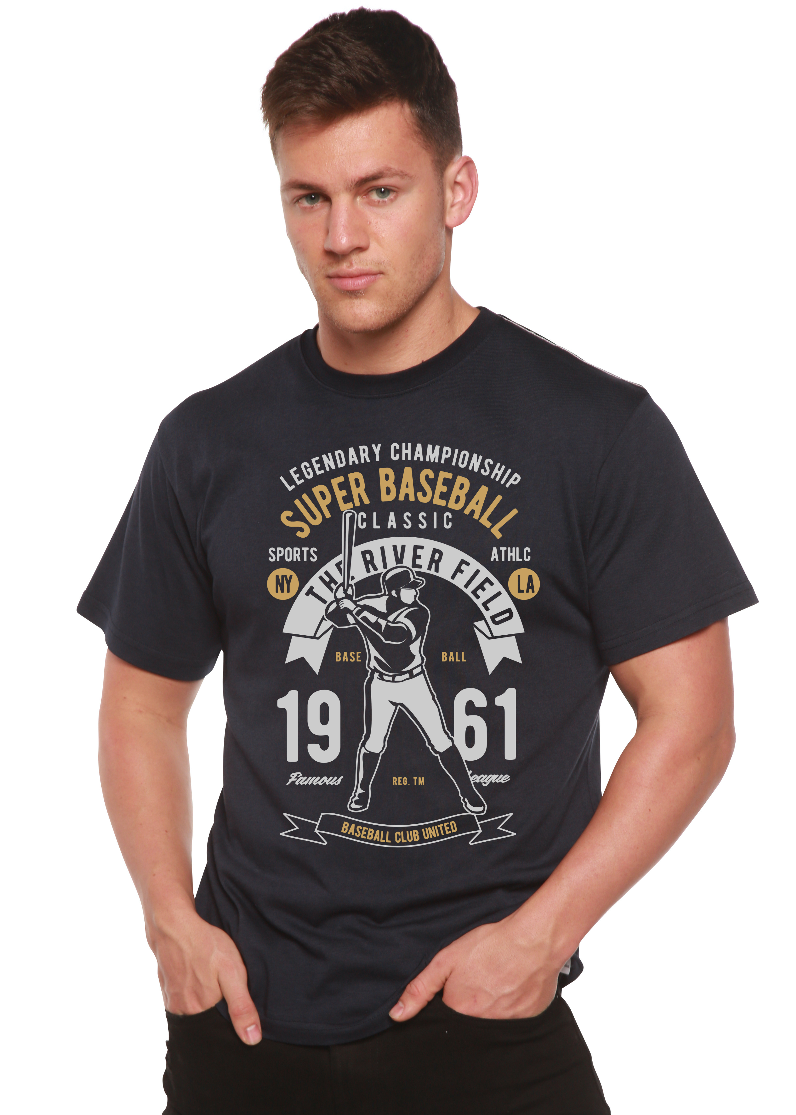 Camiseta gráfica de manga corta de viscosa de bambú/algodón orgánico para hombre Spun Bamboo® Super Baseball
