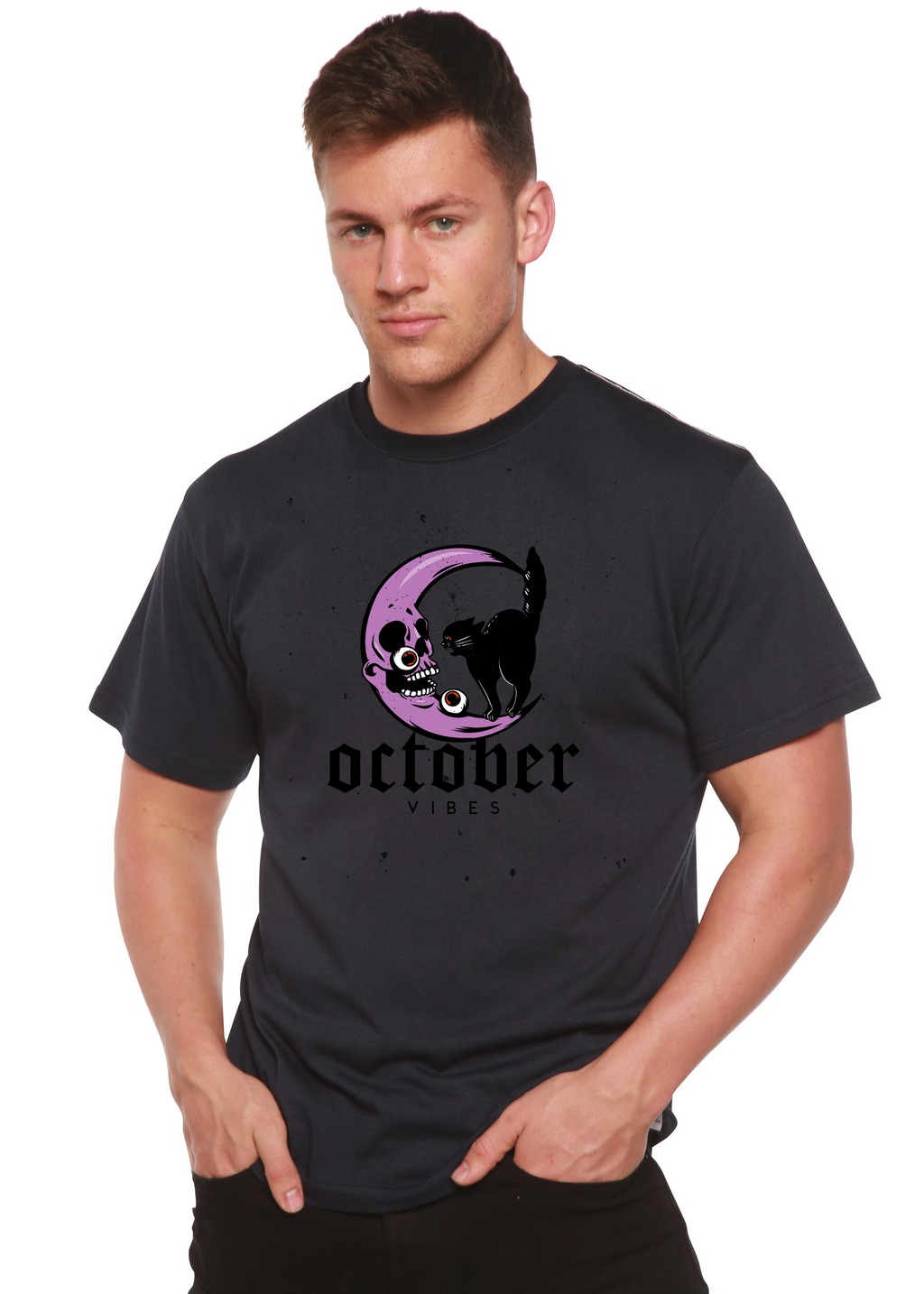 Camiseta gráfica de manga corta para hombre "October Vibes" de bambú-viscosa/algodón orgánico